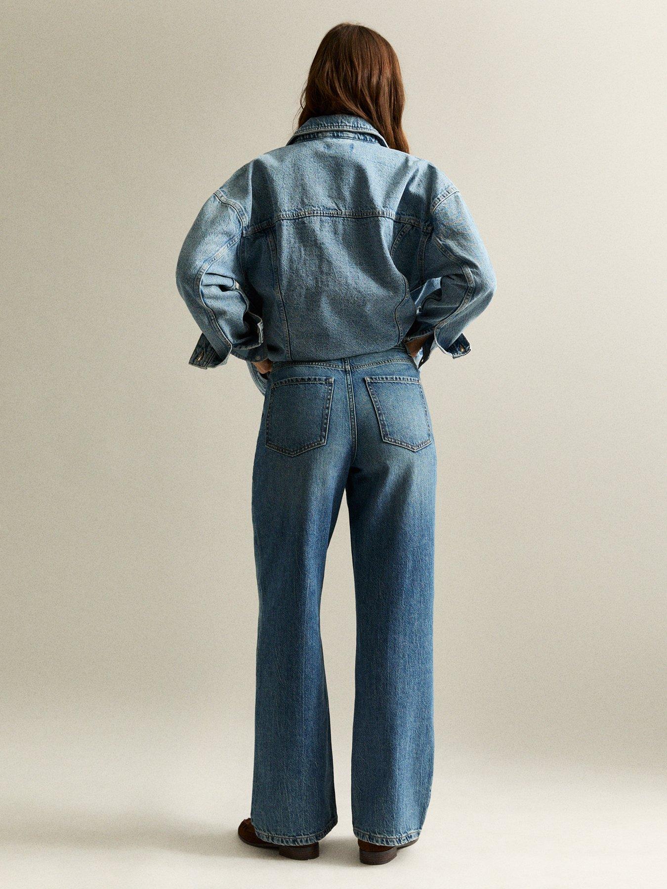 Image 2 of 4 of New Look Adalae High Waist Wide Leg Jeans - Blue