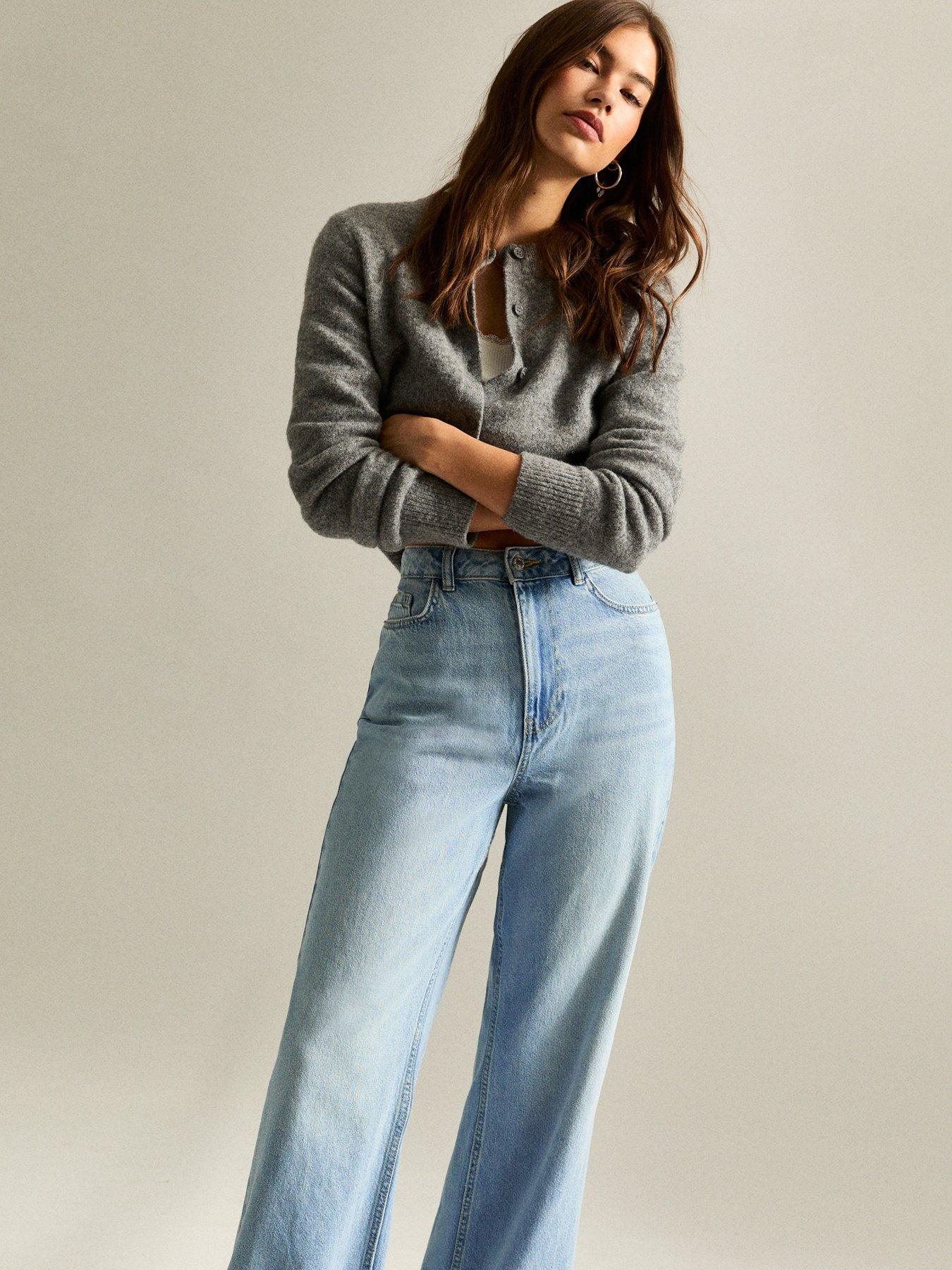 Image 6 of 6 of New Look Light Blue Adalae High Waisted Wide Leg Jeans
