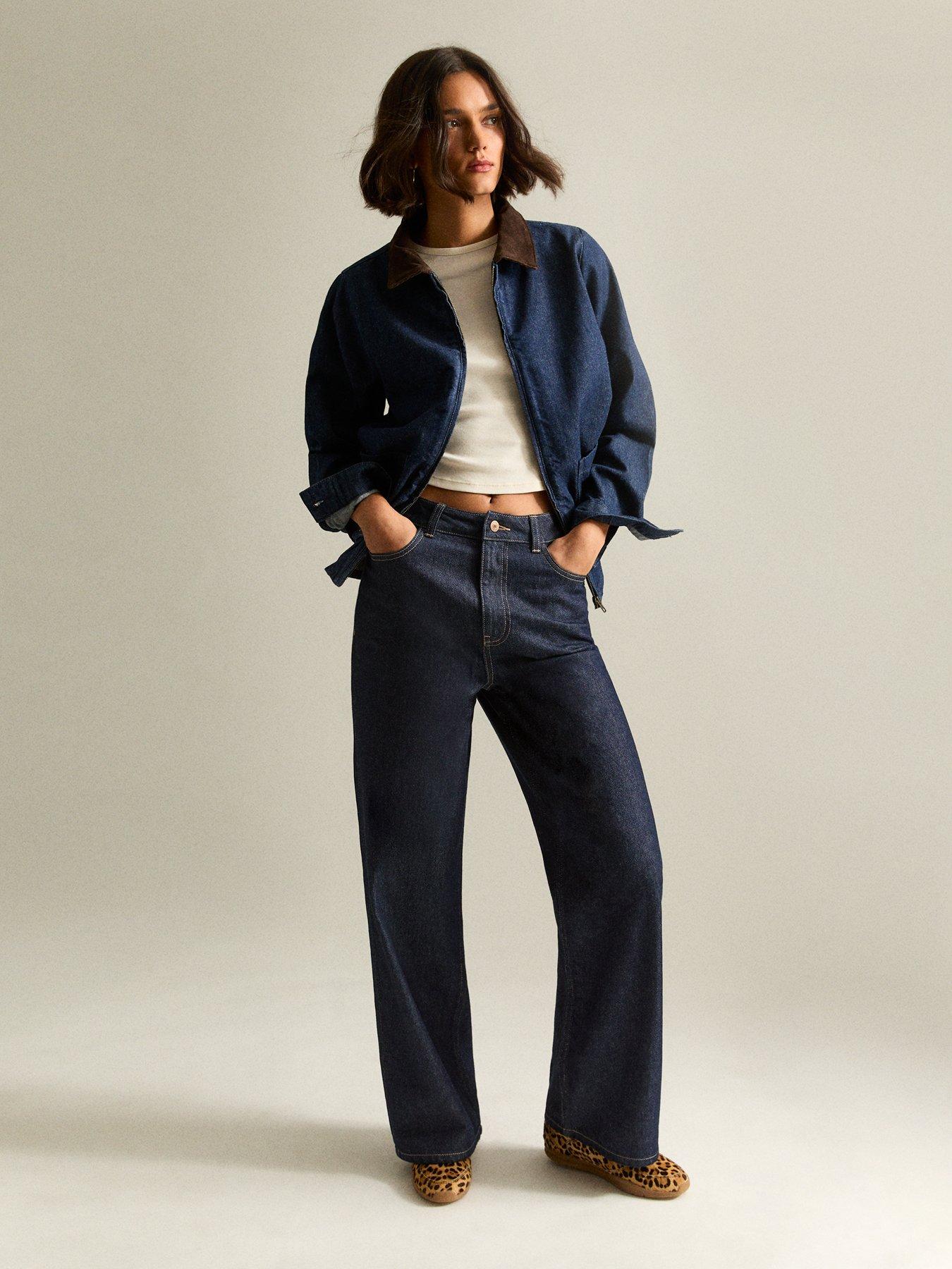 Image 4 of 5 of New Look Adalae High Waist Wide Leg Jeans - Blue