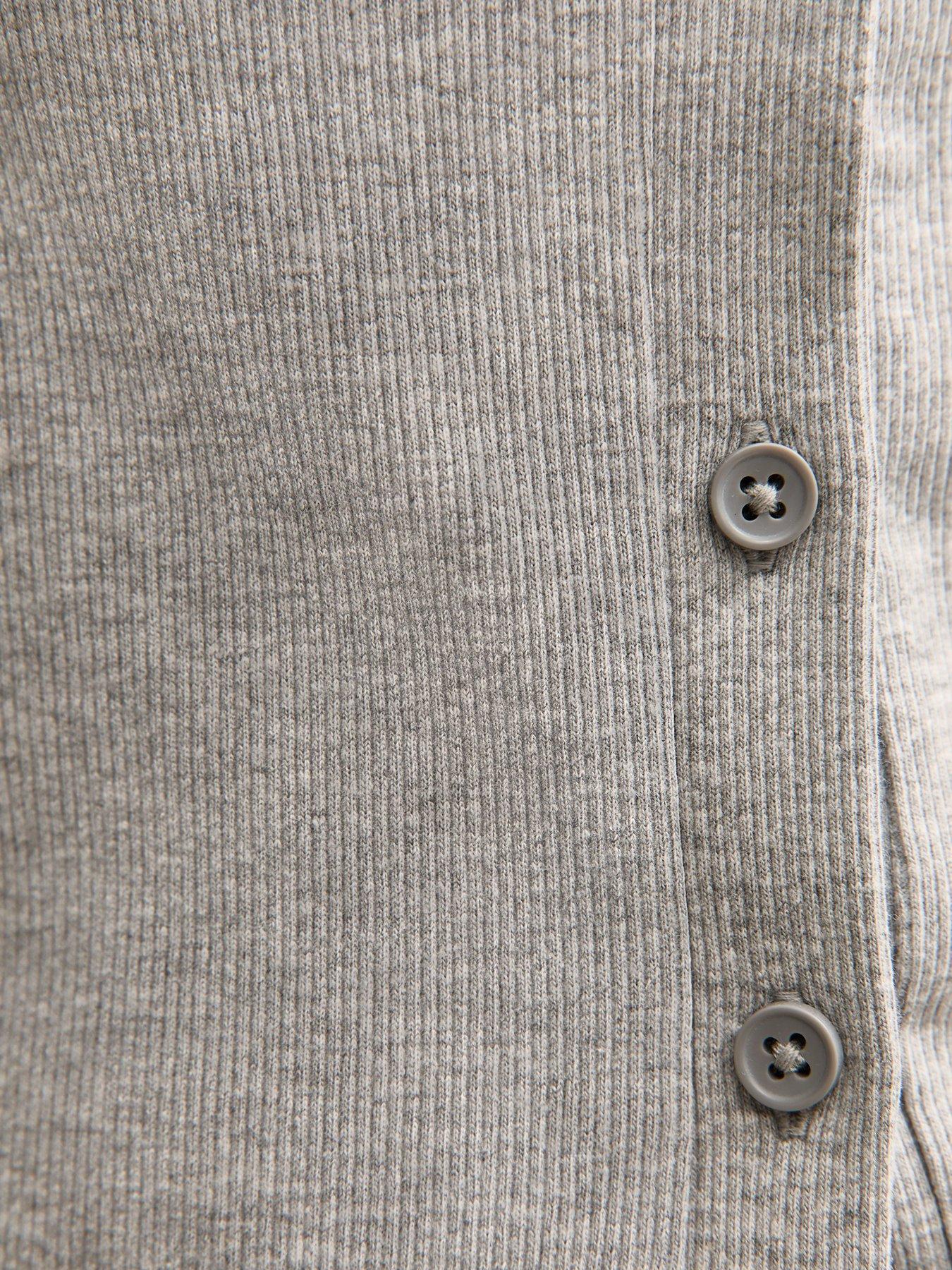 Image 5 of 5 of New Look Ribbed Jersey Long Sleeve Cardigan - Grey
