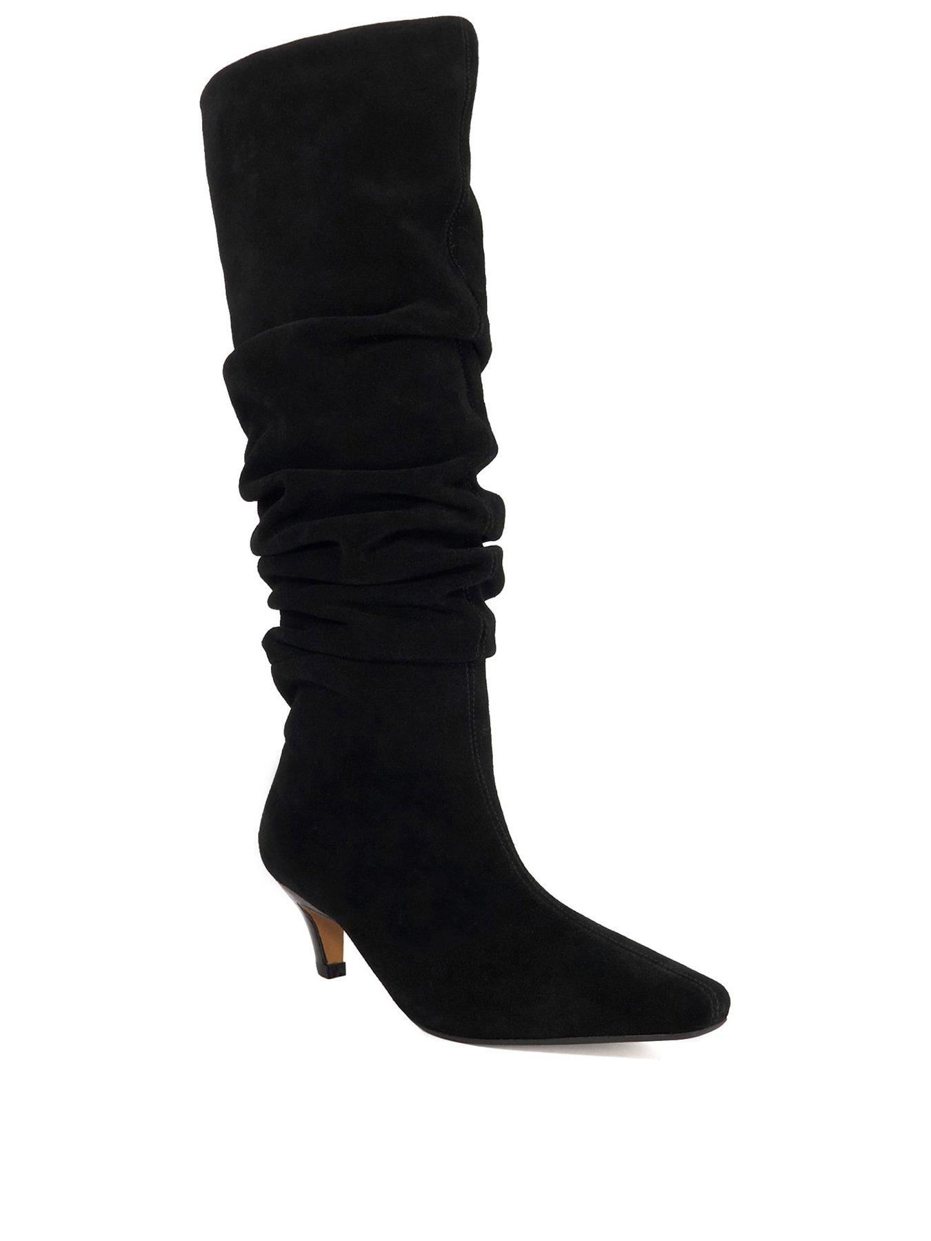 Dune London Sunder Slouch Leather Knee High Boots - Black | Littlewoods