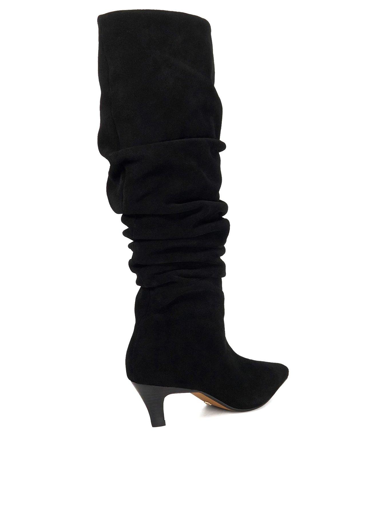 image of dune-london-sunder-slouch-leather-knee-high-boots-black