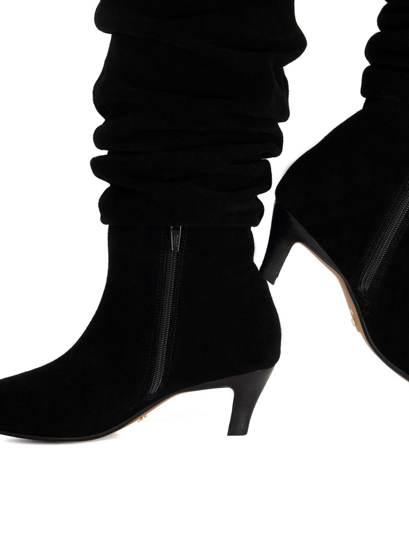  image of dune-london-sunder-slouch-leather-knee-high-boots-black