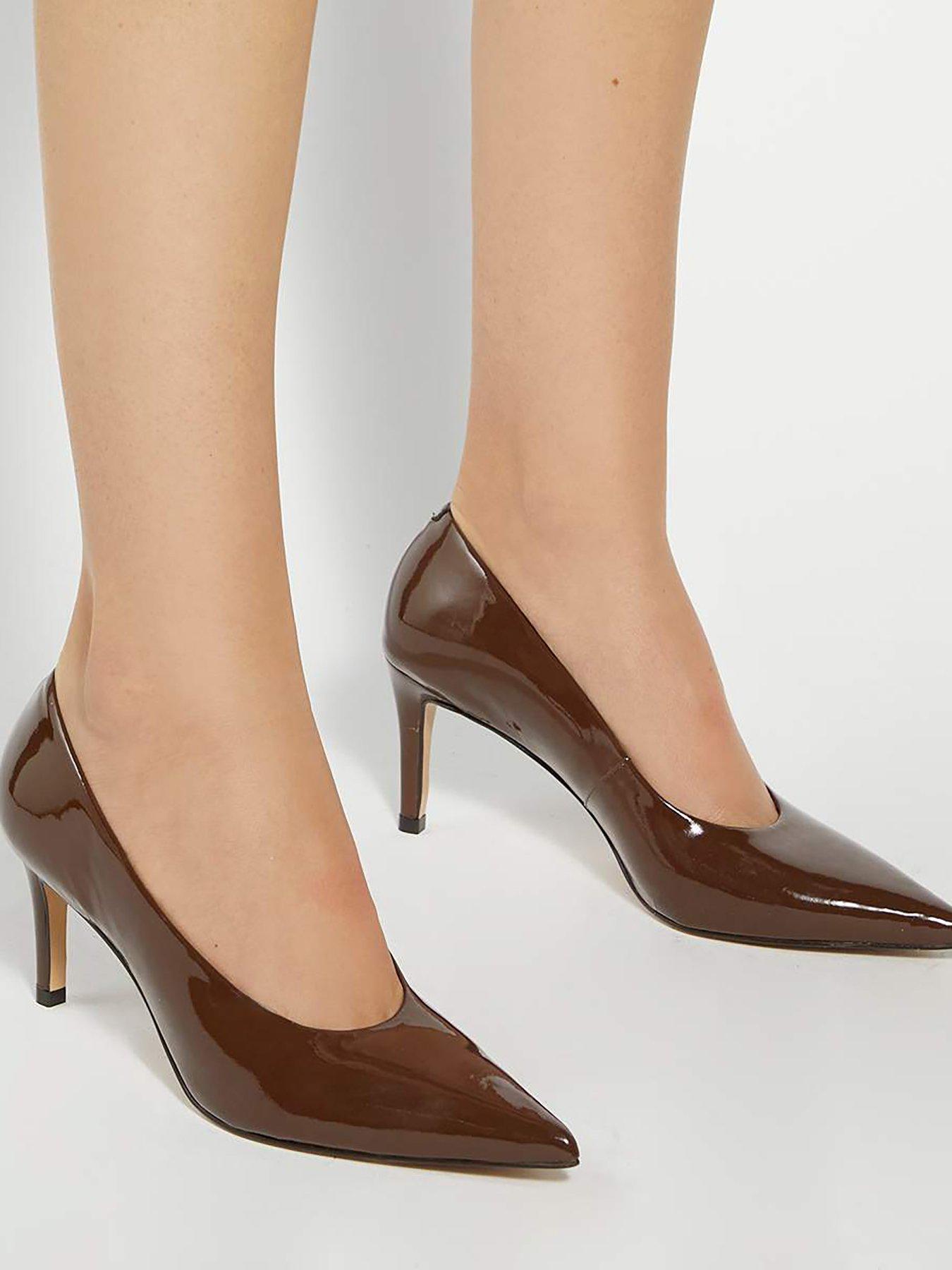  image of dune-london-aspiring-leather-court-shoes-brown
