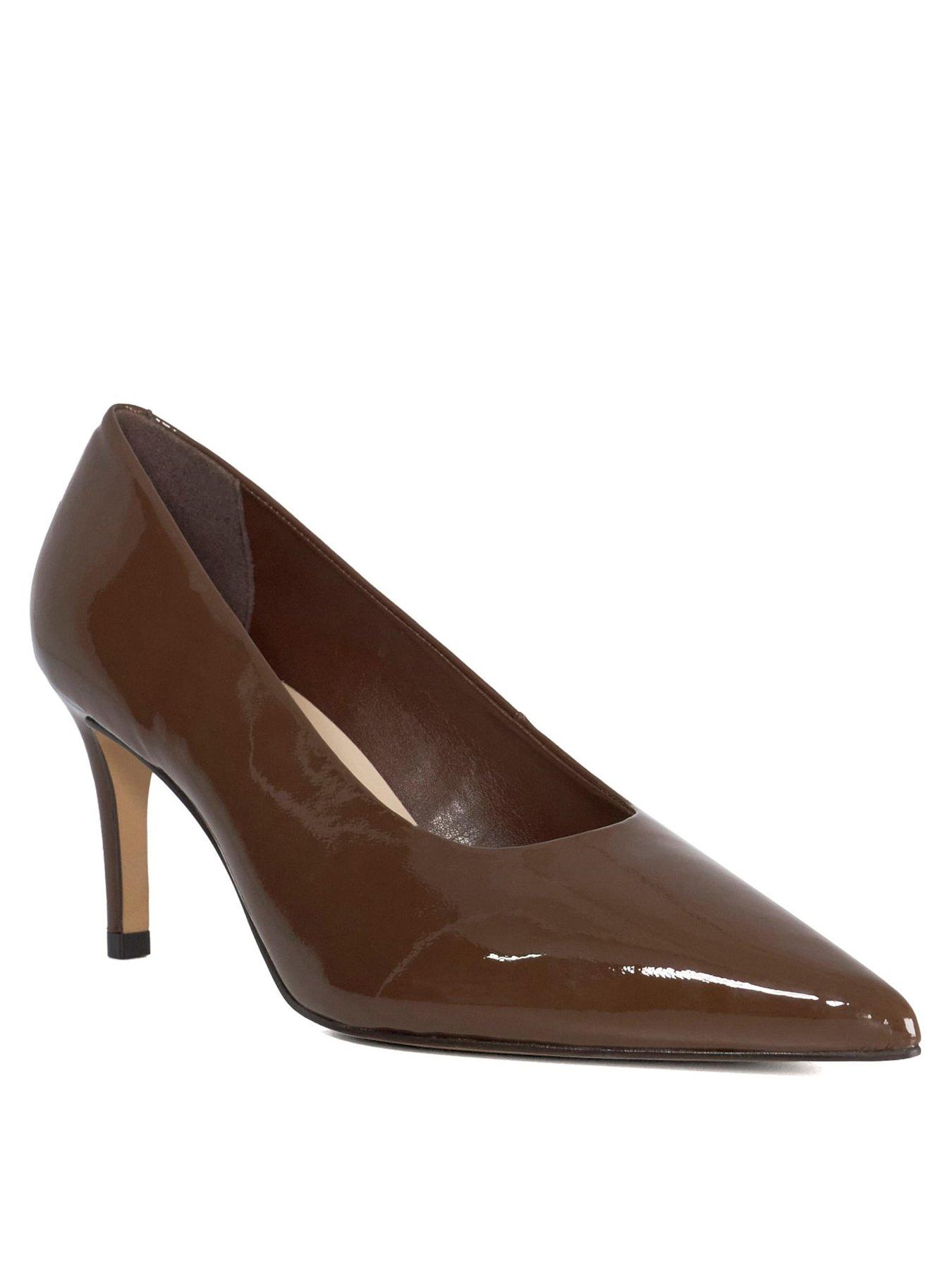  image of dune-london-aspiring-leather-court-shoes-brown