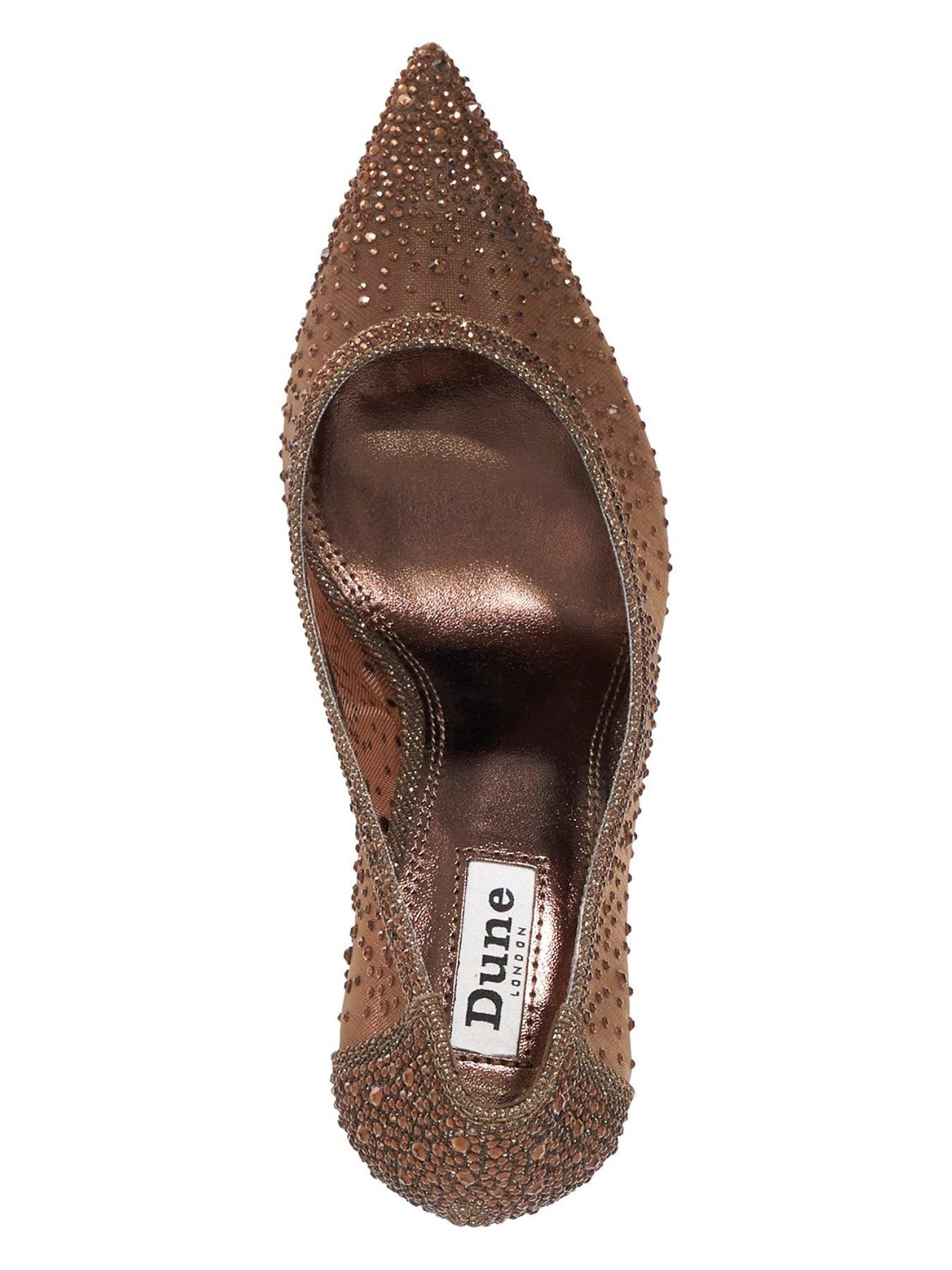  image of dune-london-brightest-mesh-diamante-court-shoes-dark-brown