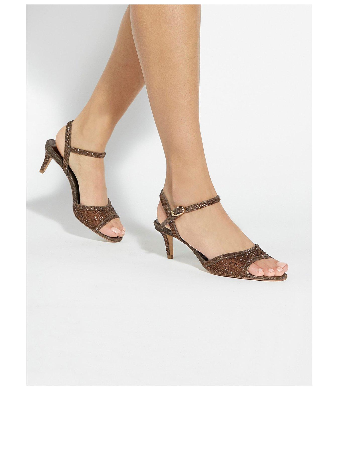 Image 2 of 6 of Dune London Manicure Embellished Open Toe Shoes - Bronze