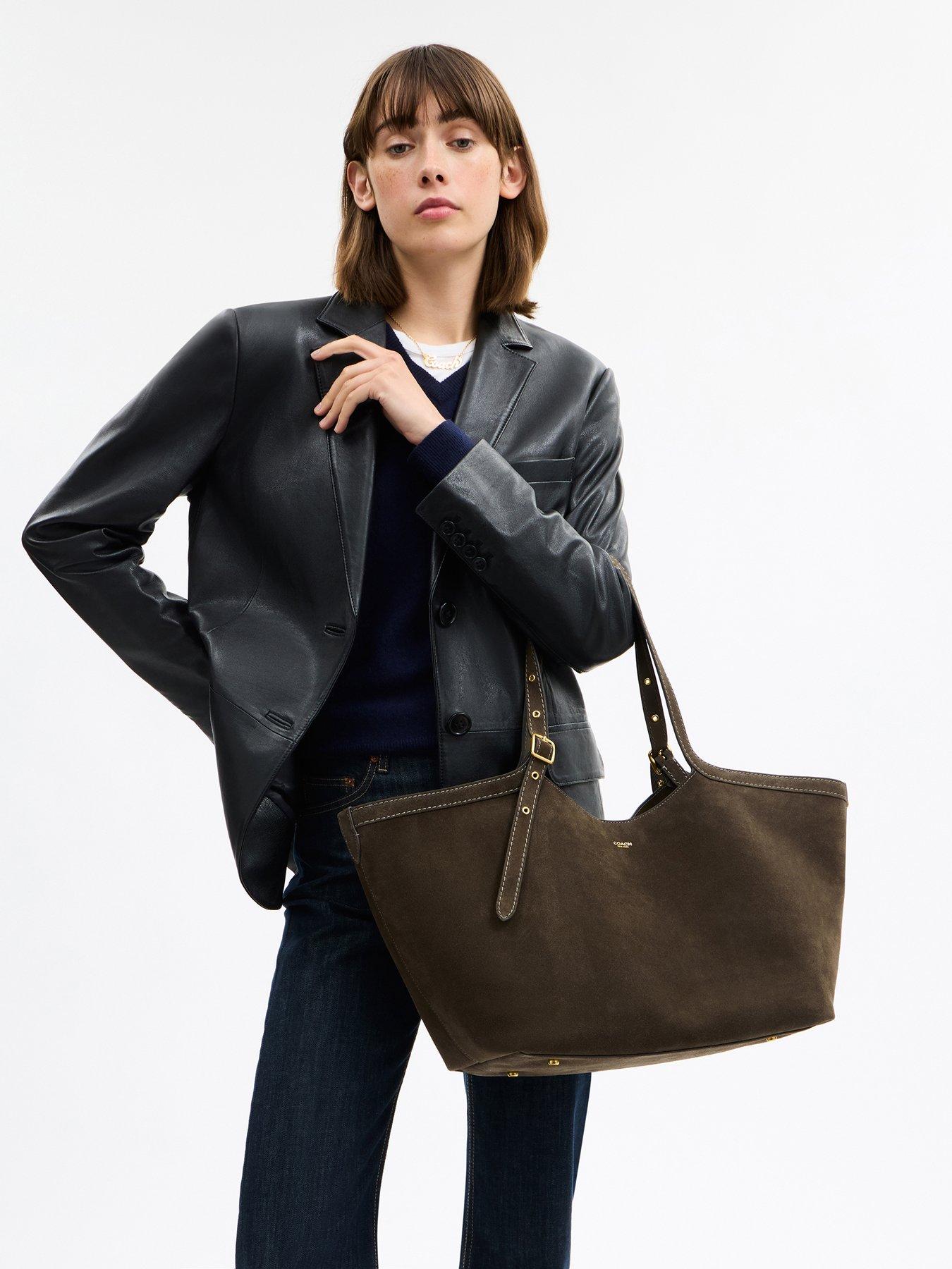  image of coach-suede-gramercy-tote-green