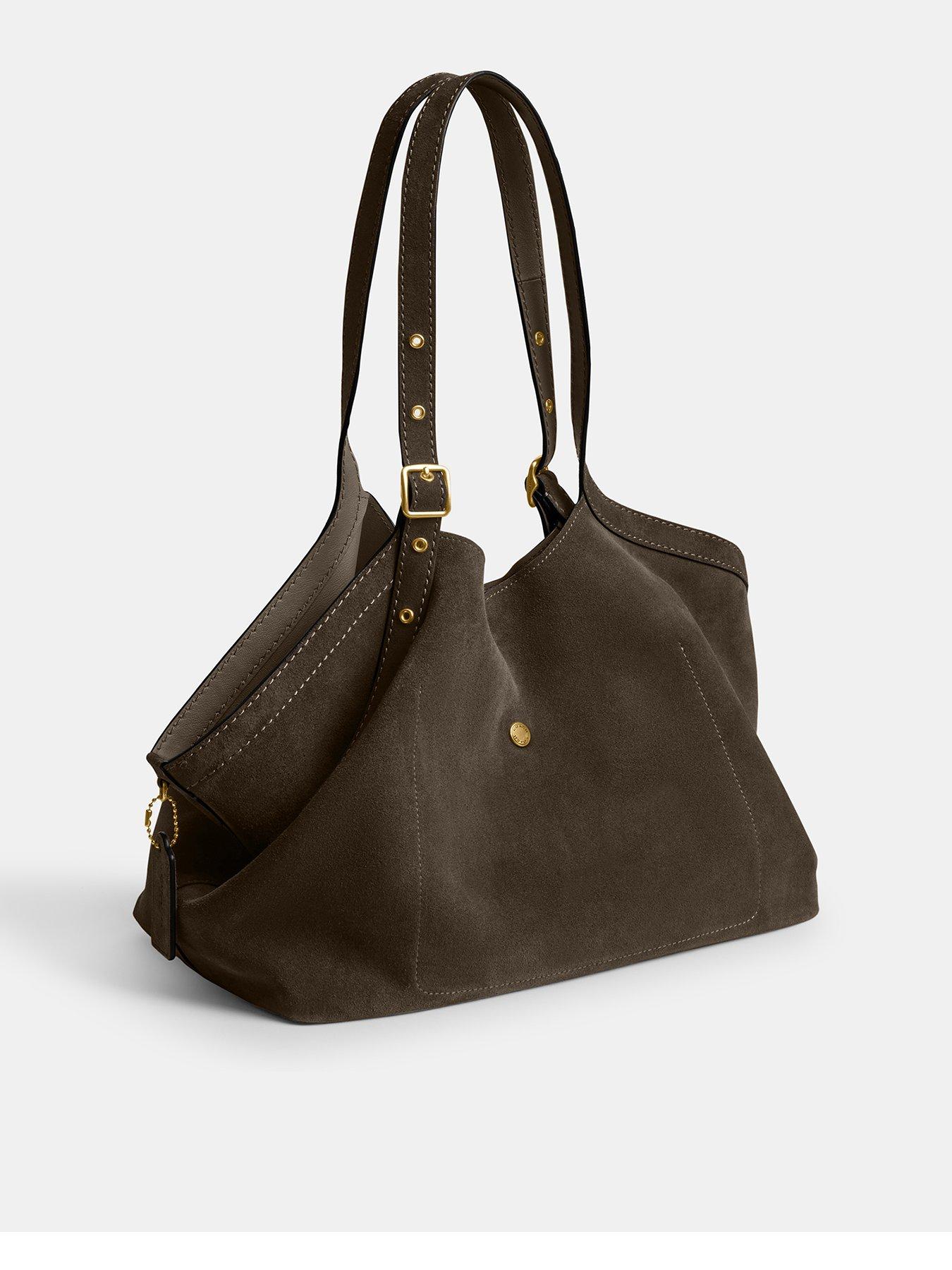  image of coach-suede-gramercy-tote-green