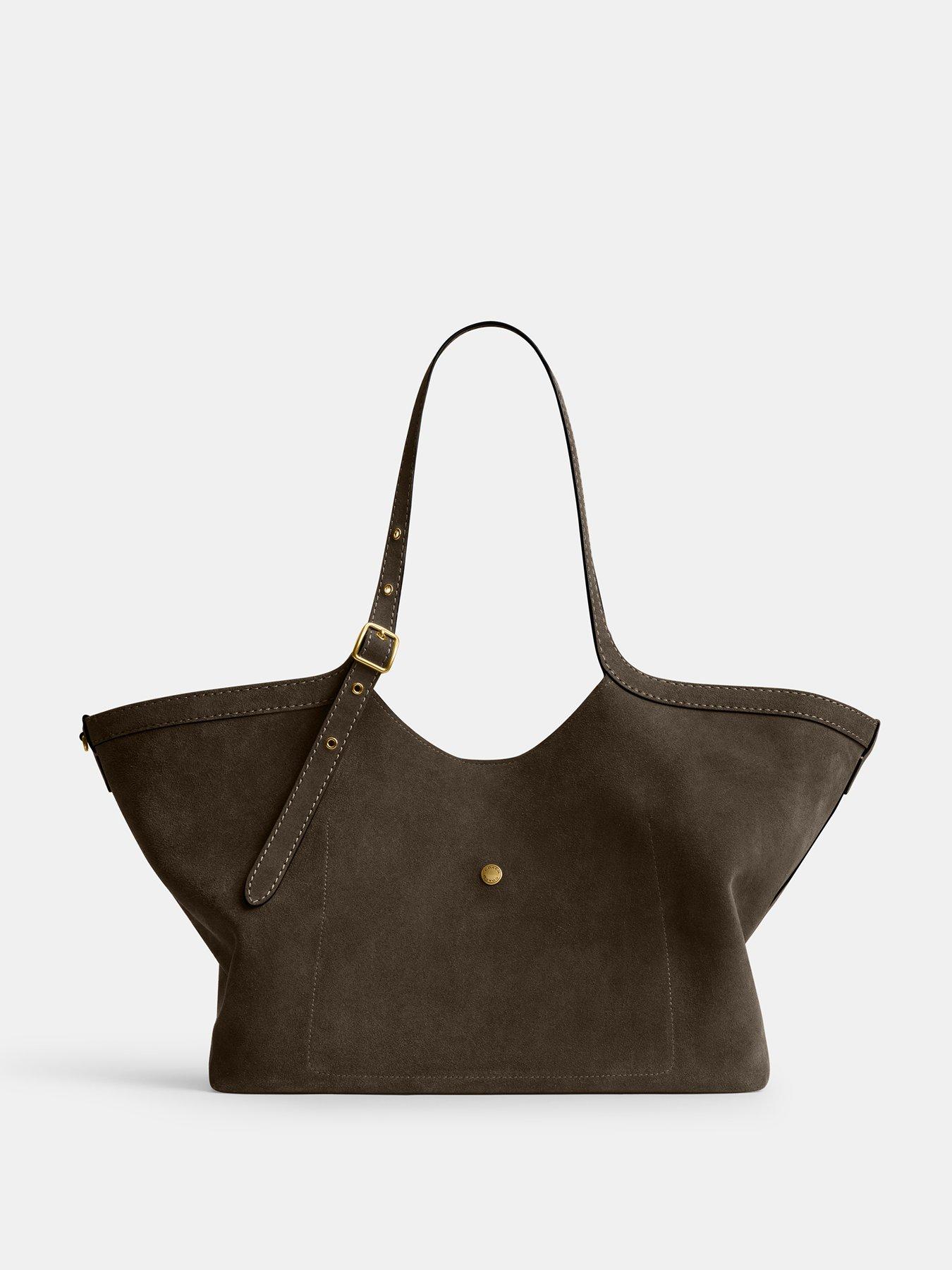  image of coach-suede-gramercy-tote-green