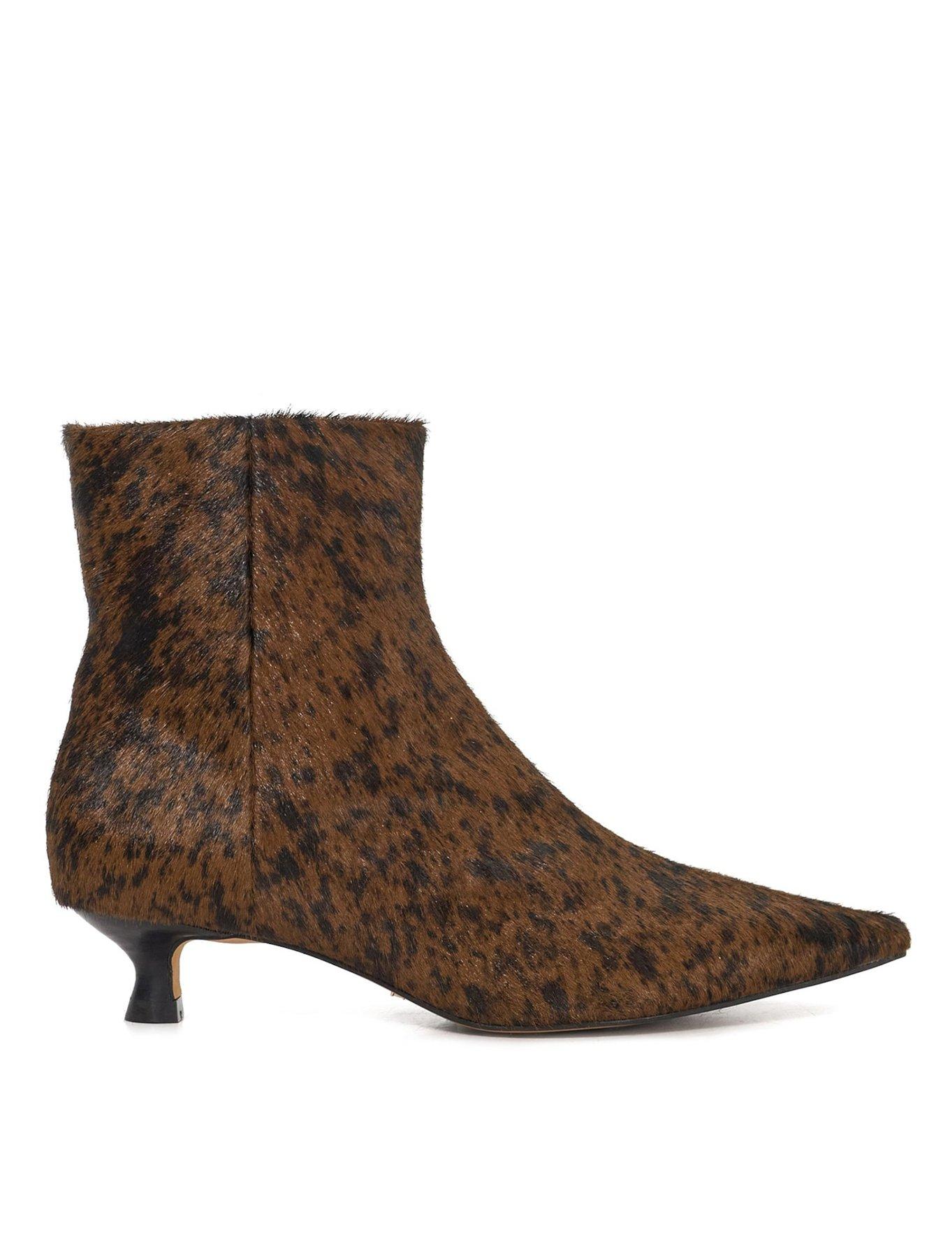 Dune London Odore Leather Kitten Heel Ankle Boot - Tan