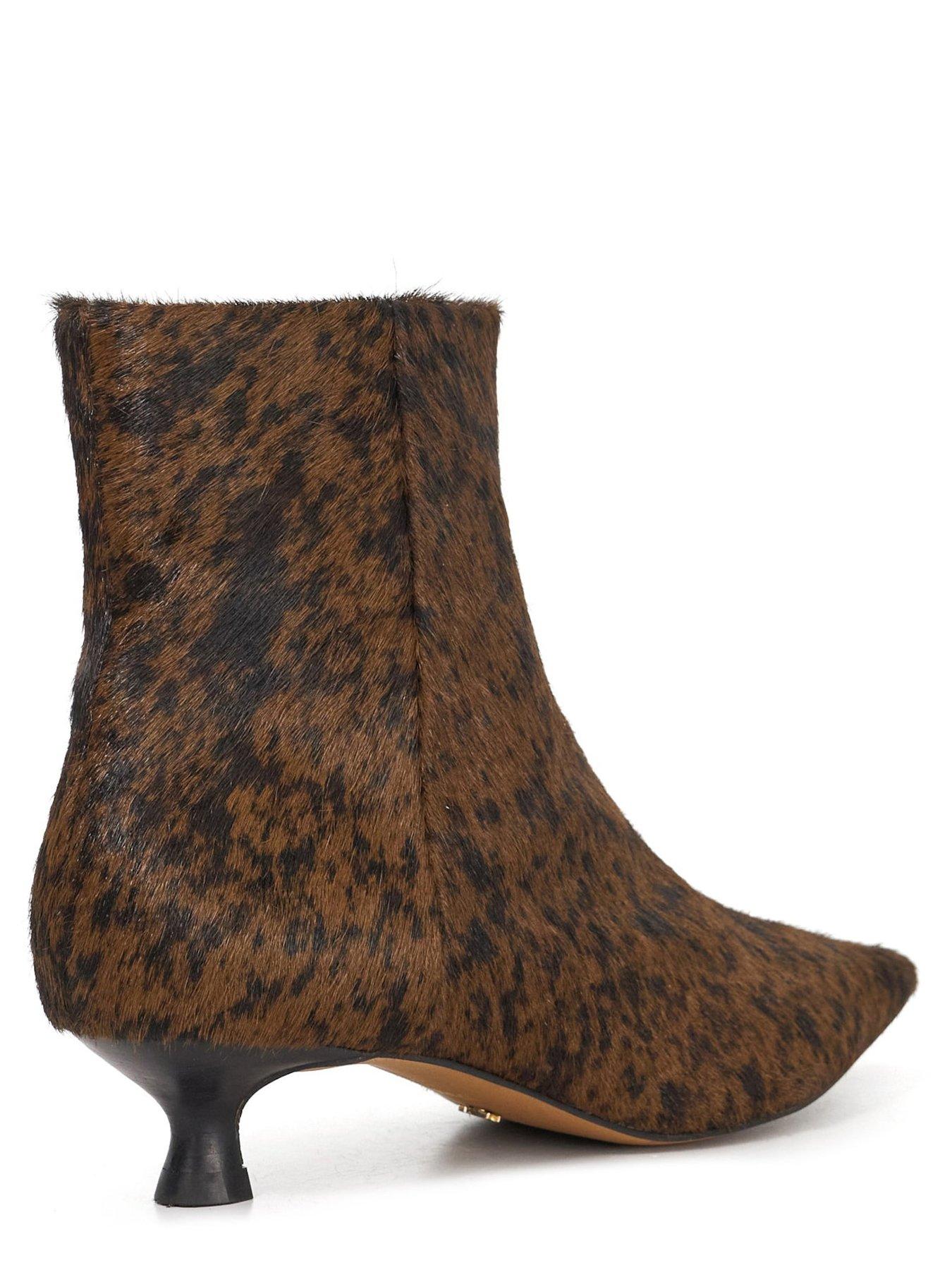 Image 4 of 6 of Dune London Odore Leather Kitten Heel Ankle Boot - Tan
