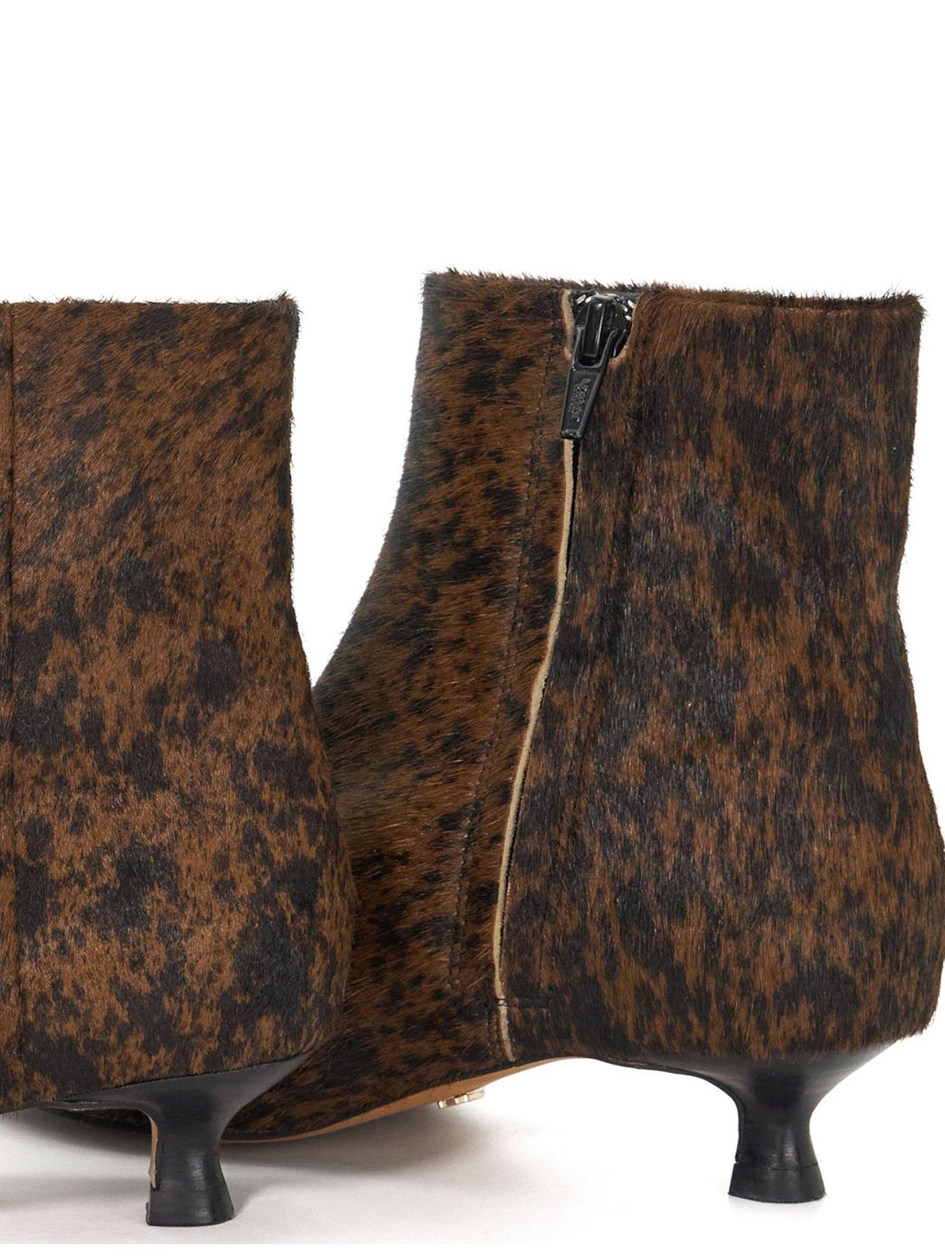 Image 5 of 6 of Dune London Odore Leather Kitten Heel Ankle Boot - Tan