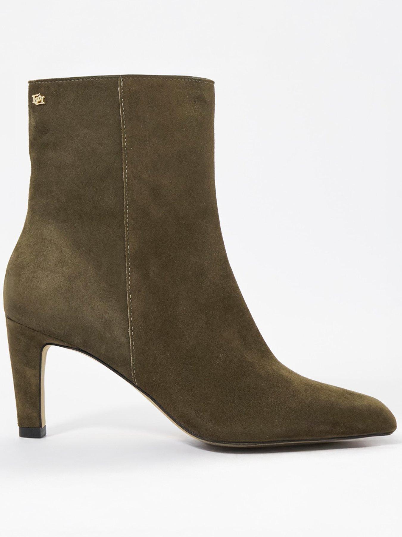 Dune London Ovation Heeled Suede Ankle Boot - Khaki