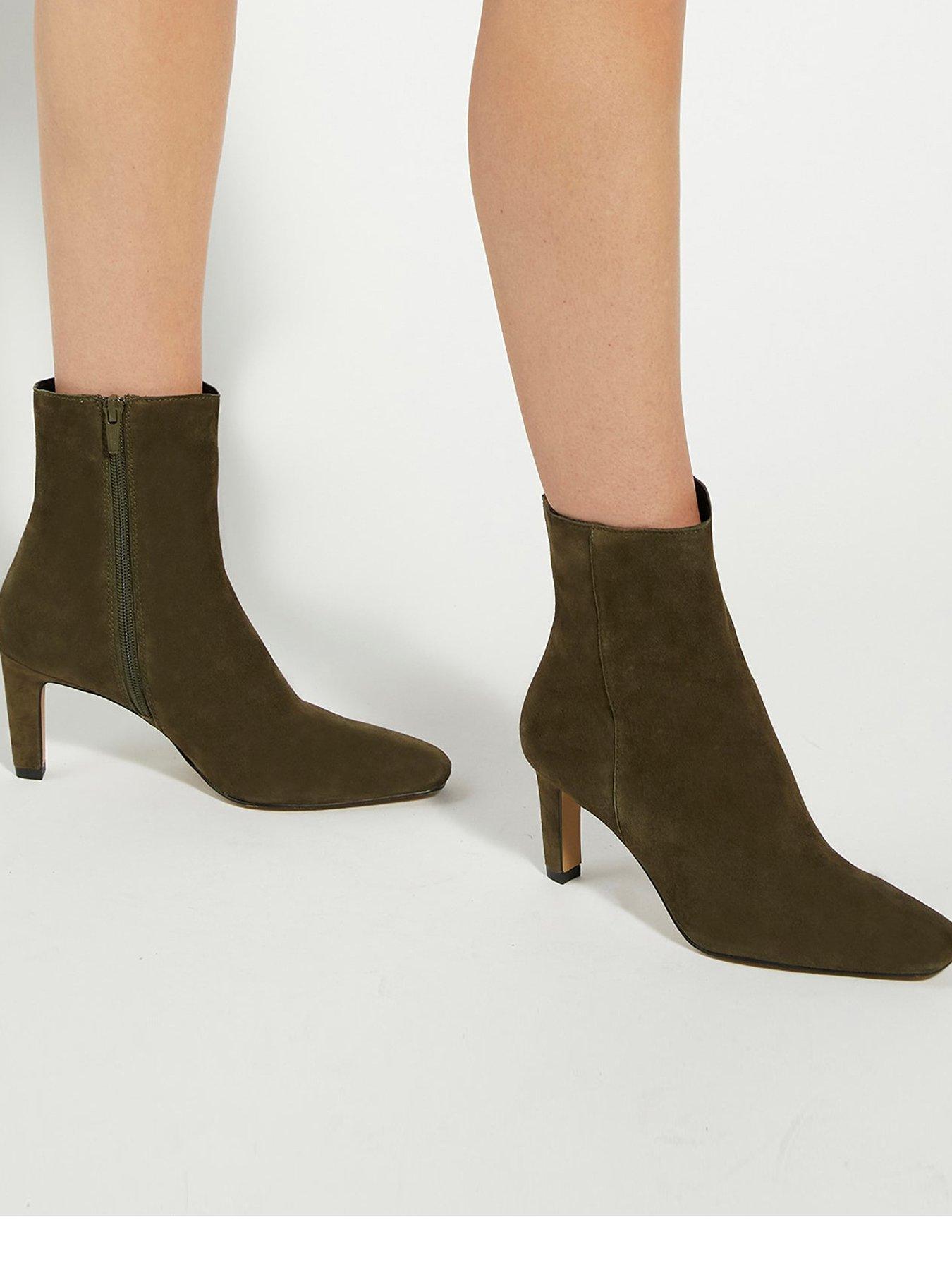 Image 2 of 3 of Dune London Ovation Heeled Suede Ankle Boot - Khaki