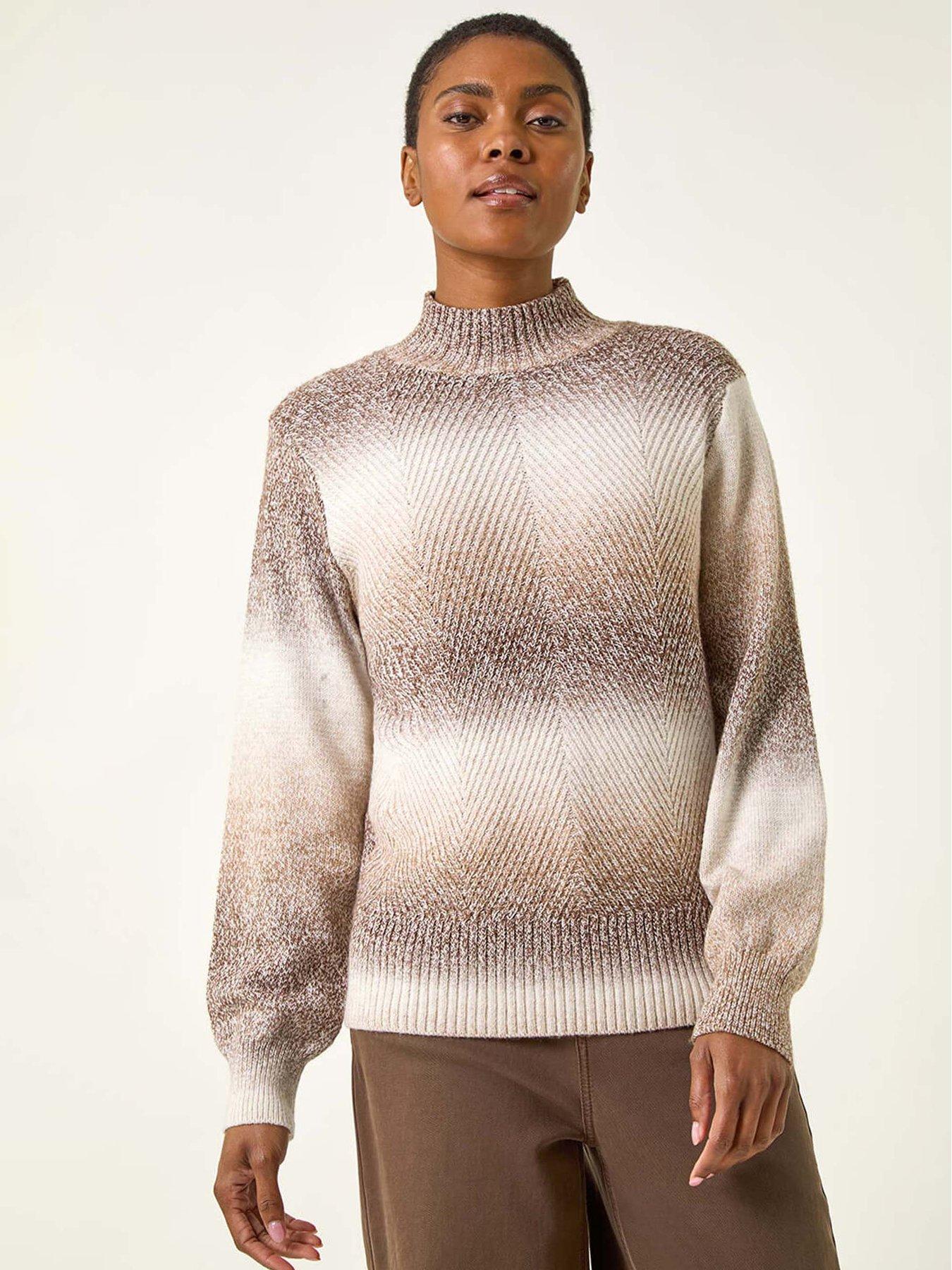Image 1 of 5 of Roman Ombre Stripe Knit Jumper - Beige