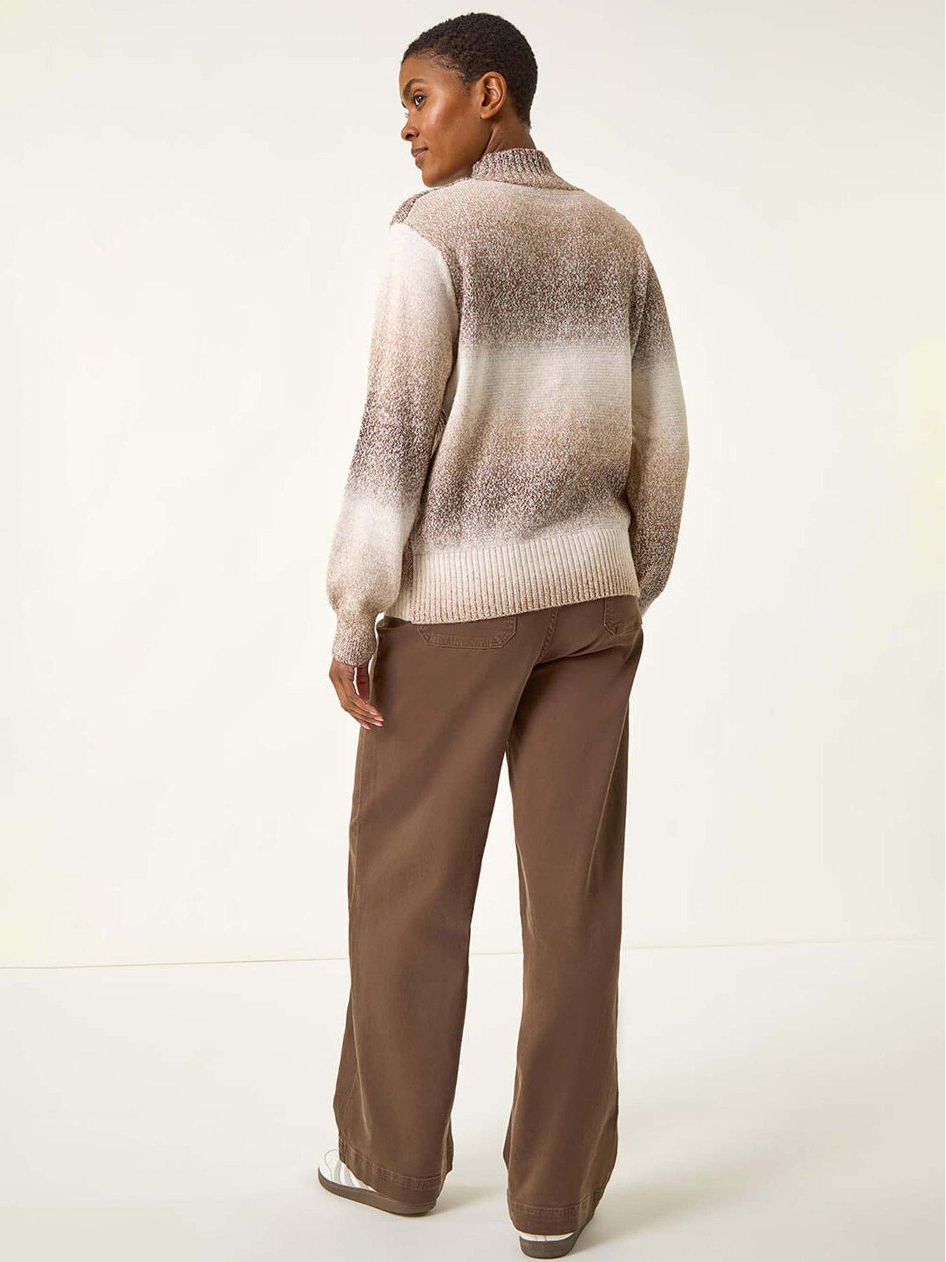 Image 2 of 5 of Roman Ombre Stripe Knit Jumper - Beige