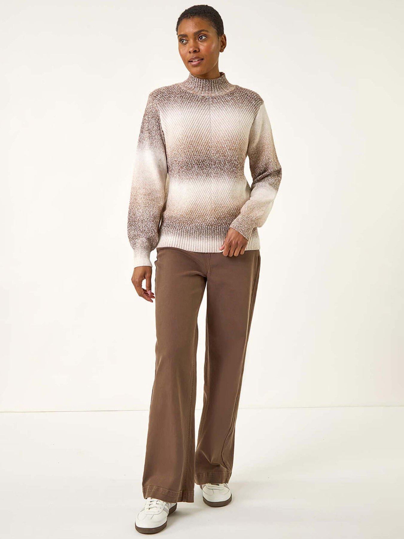 Image 3 of 5 of Roman Ombre Stripe Knit Jumper - Beige
