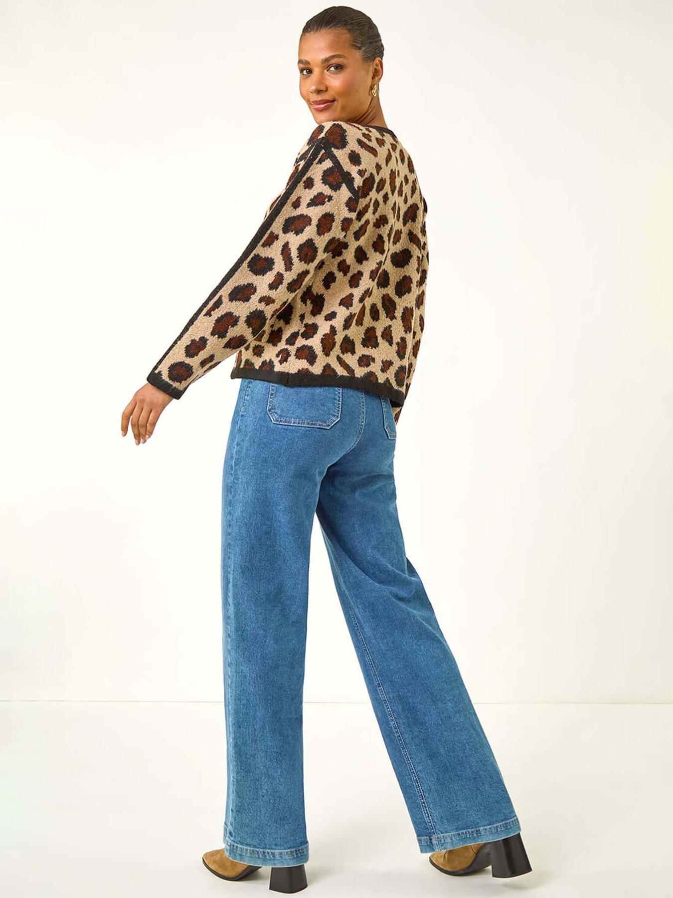 Image 2 of 5 of Roman Animal Print Knit Cardigan - Natural