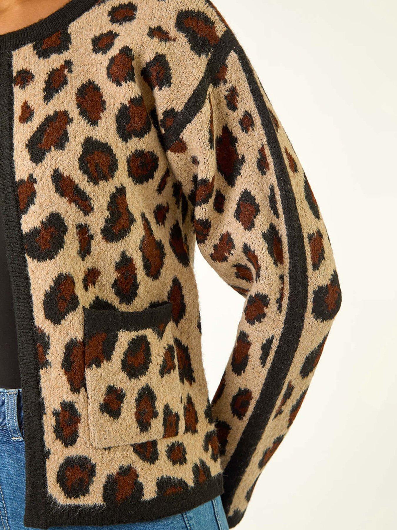 Image 5 of 5 of Roman Animal Print Knit Cardigan - Natural