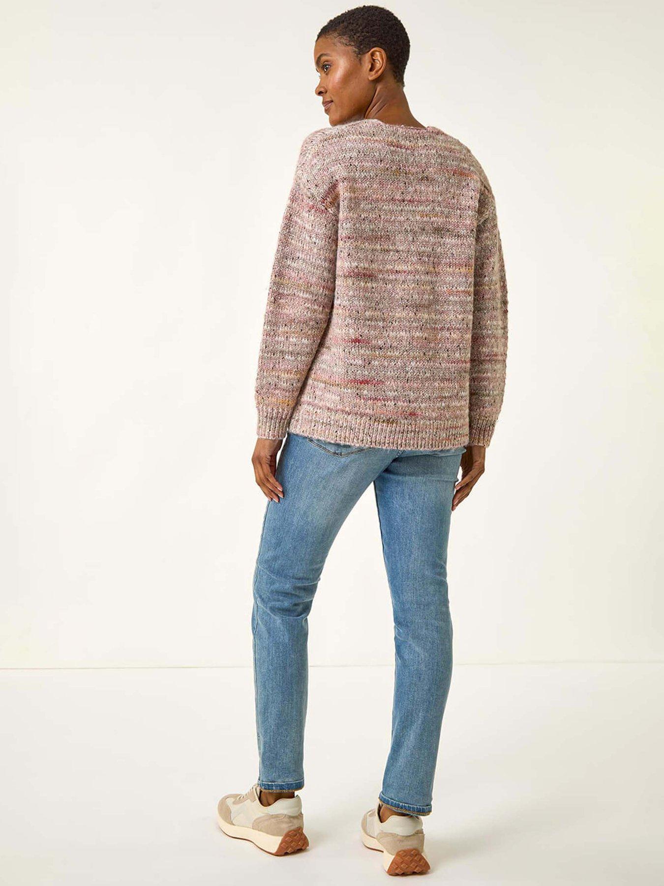 Image 2 of 5 of Roman Shimmer V-Neck Knitted Jumper - Light Pink
