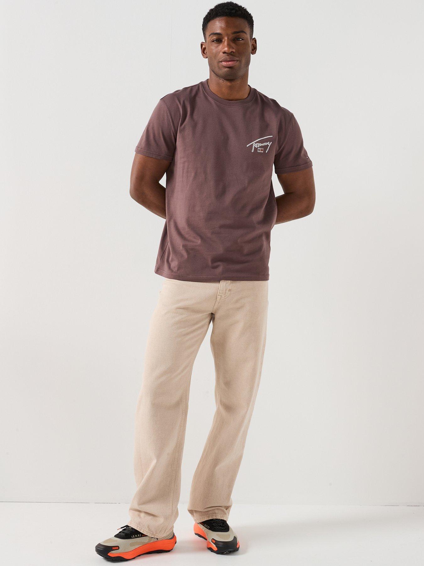 Image 3 of 6 of Tommy Jeans Regular Fit Sign Spray Backprint T-Shirt - Brown