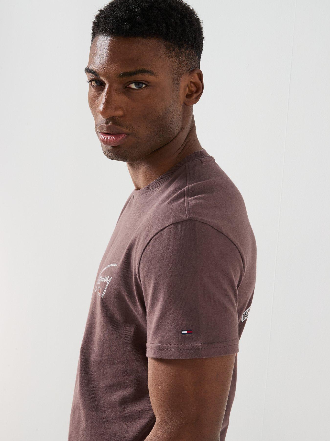 Image 6 of 6 of Tommy Jeans Regular Fit Sign Spray Backprint T-Shirt - Brown