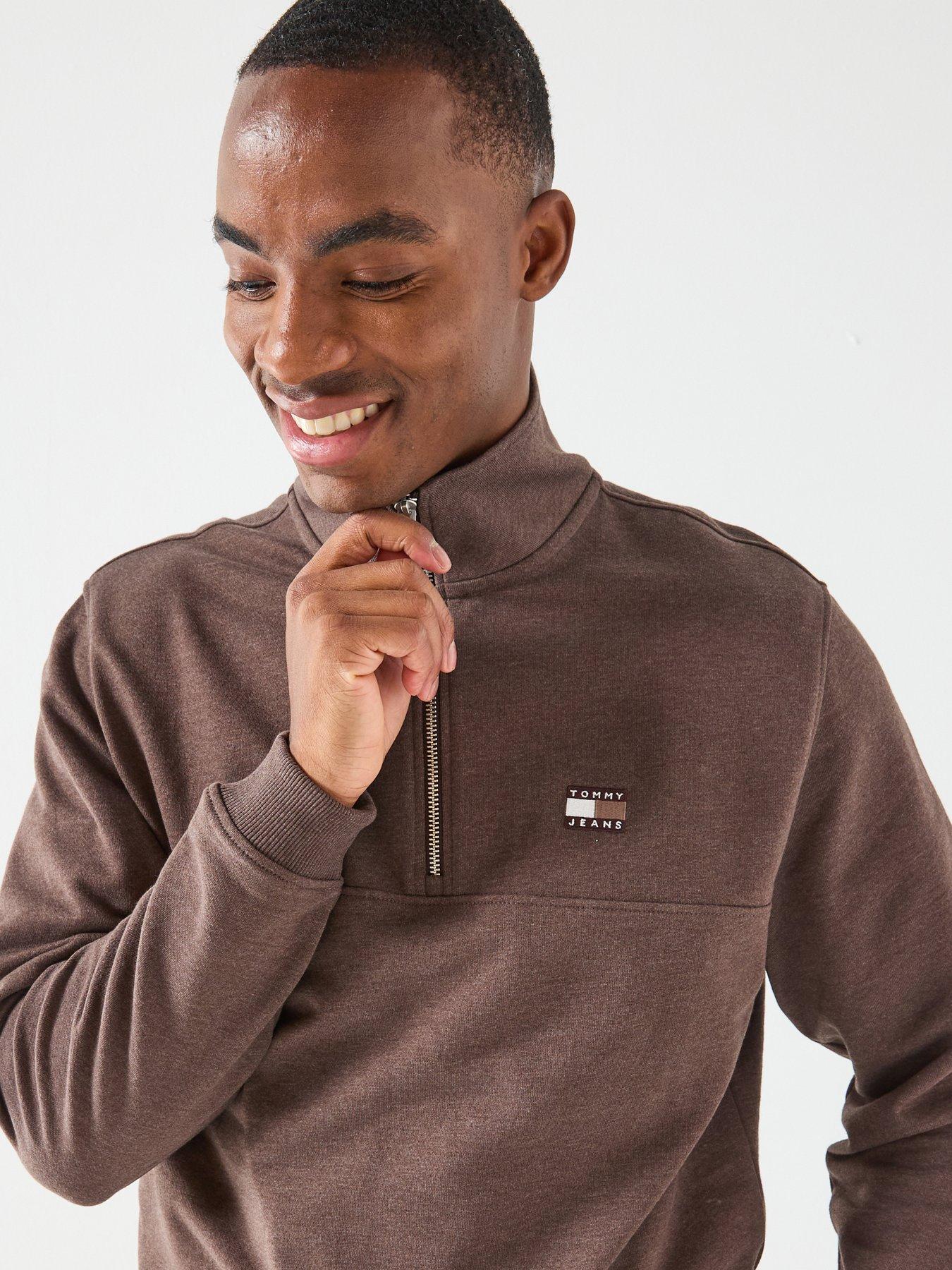 Image 4 of 5 of Tommy Jeans Badge 1/4 Zip Sweatshirt - Brown