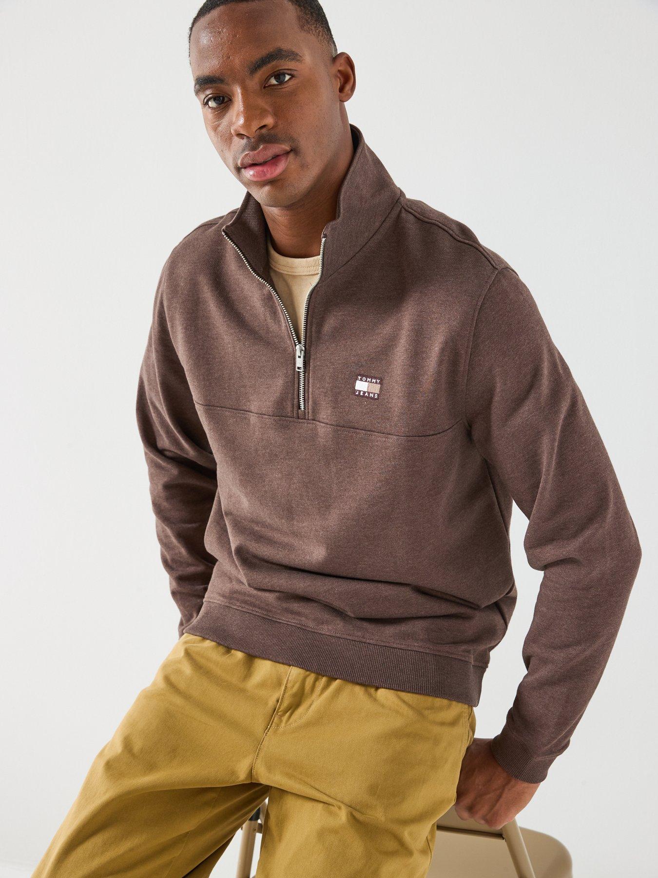 Image 5 of 5 of Tommy Jeans Badge 1/4 Zip Sweatshirt - Brown