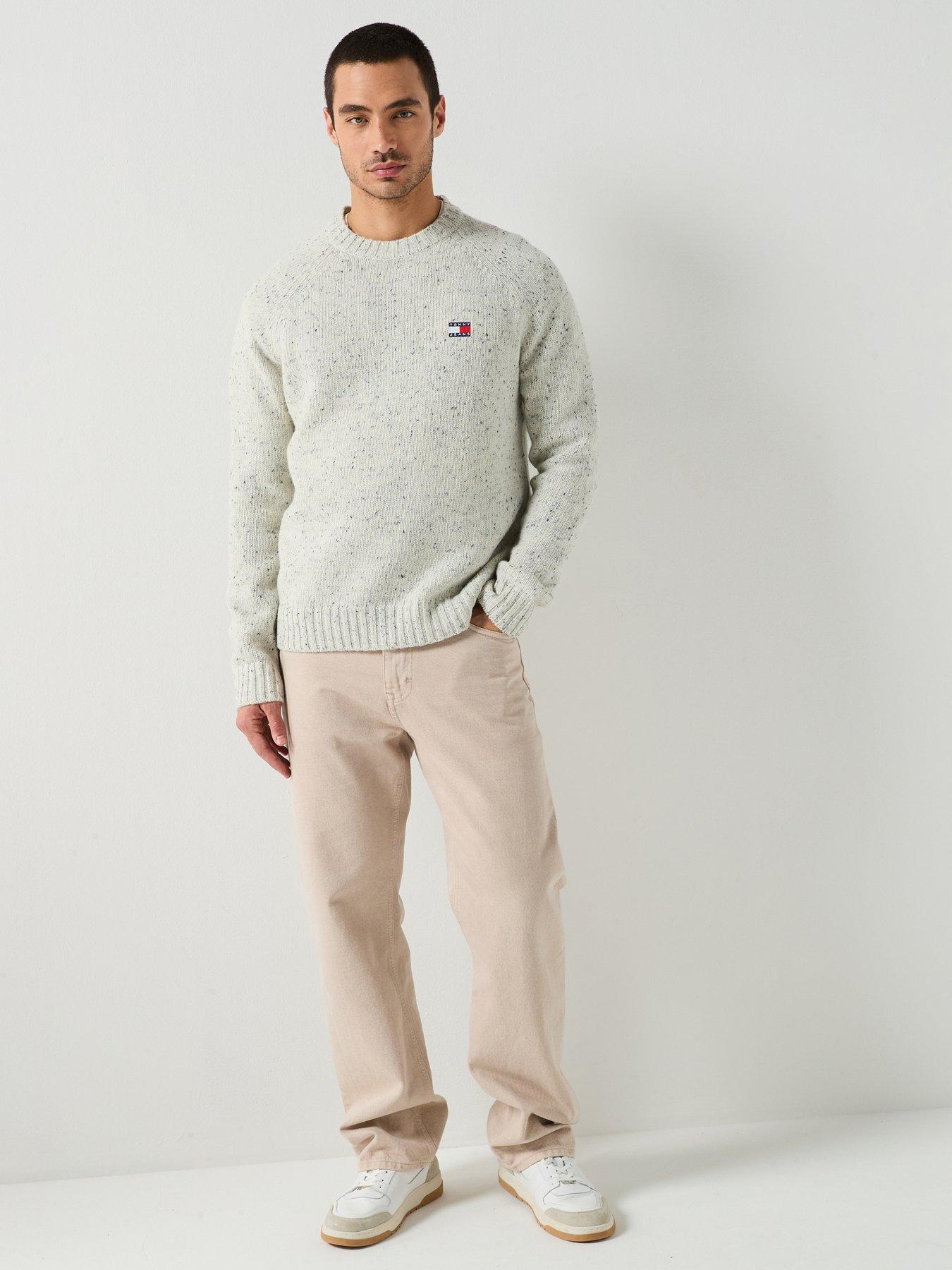 Image 3 of 6 of Tommy Jeans Regular Fit Badge Knitted Jumper - White