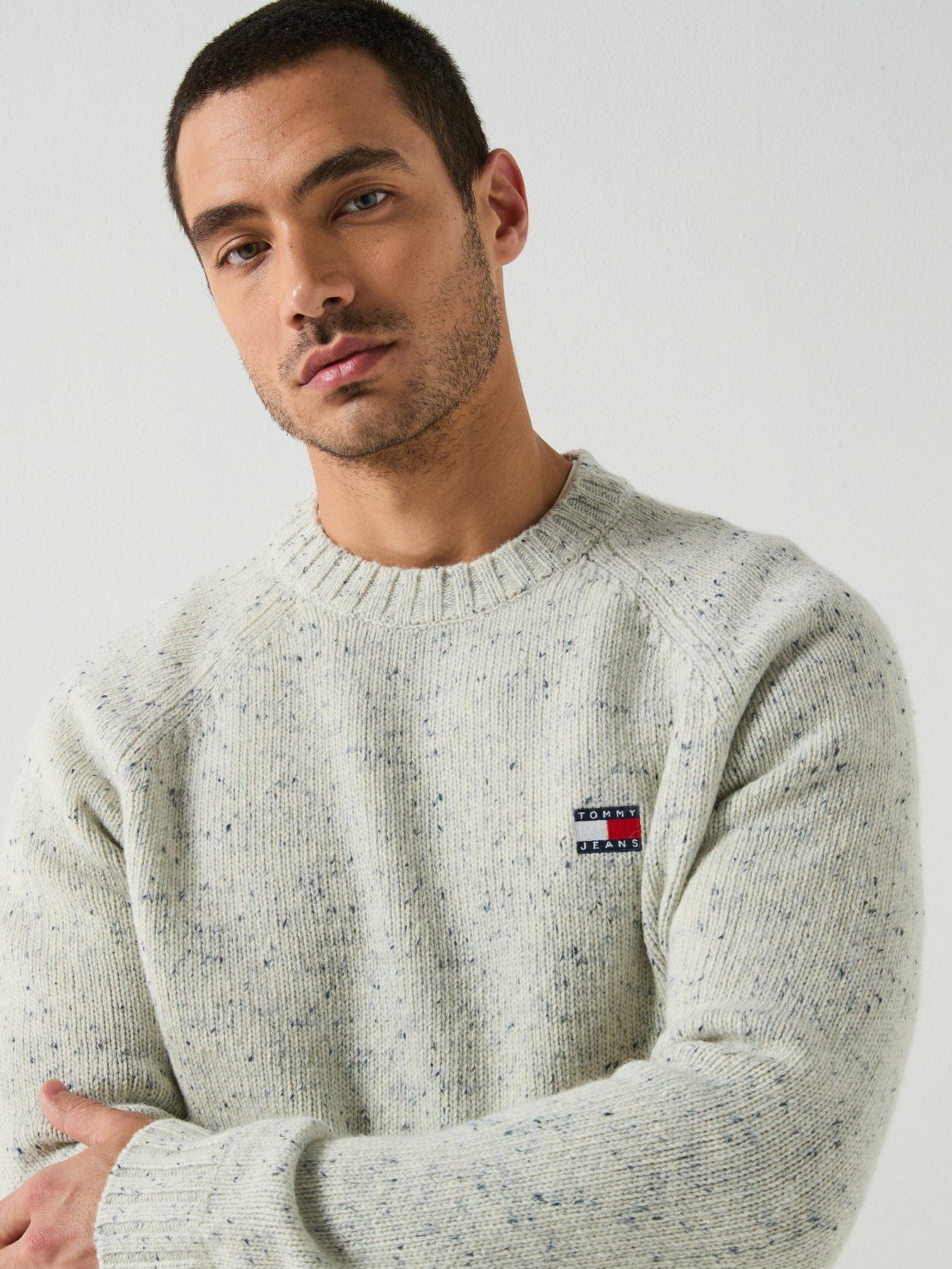Image 4 of 6 of Tommy Jeans Regular Fit Badge Knitted Jumper - White