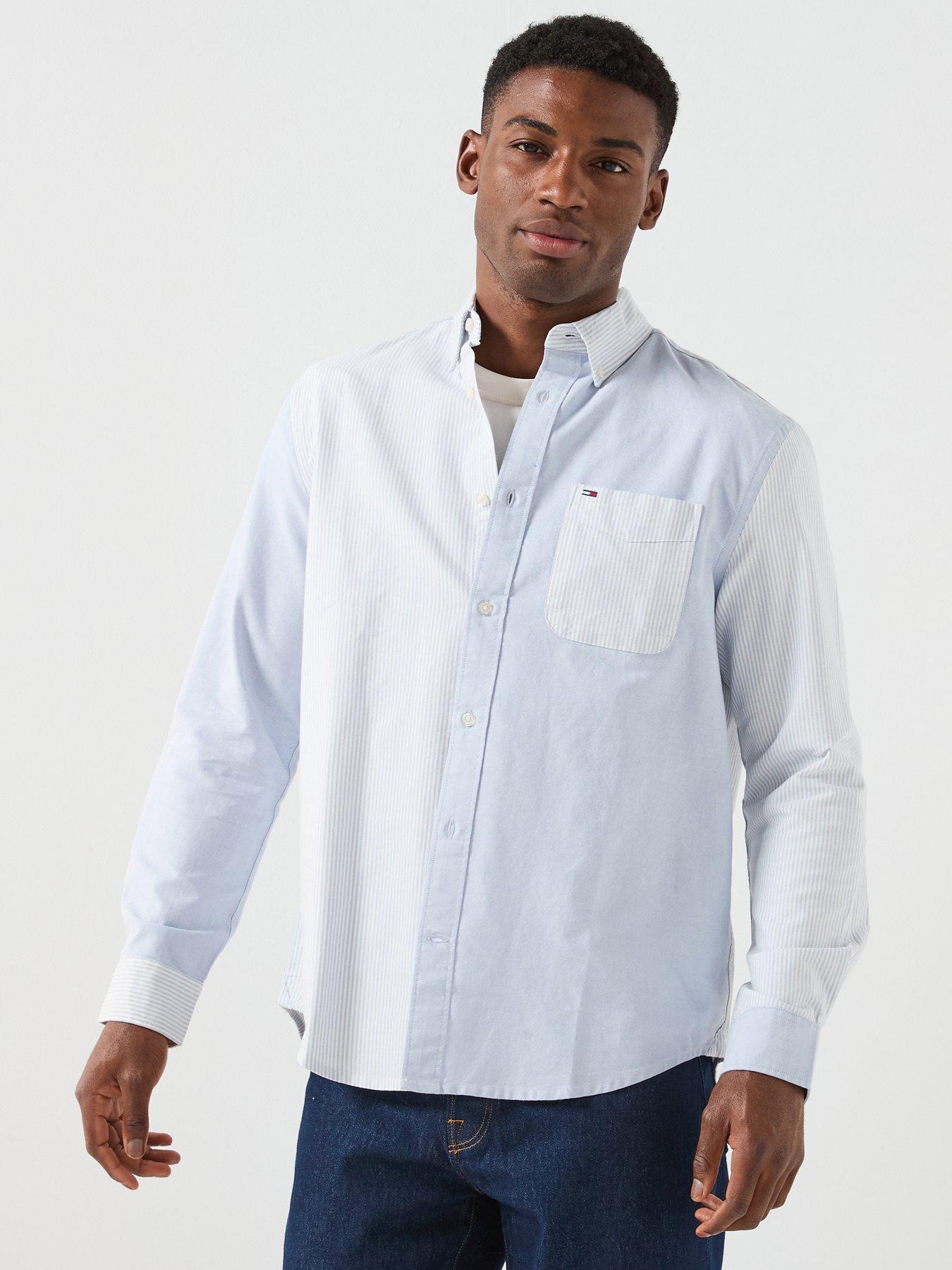 Tommy Jeans Relaxed Fit Oxford Fun Stripes Shirt - Light Blue
