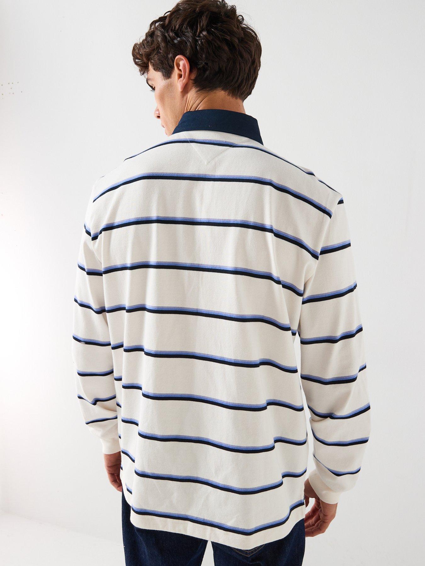 Image 2 of 6 of Tommy Jeans Relaxed Fit Woven Label Rugby Polo Shirt - White