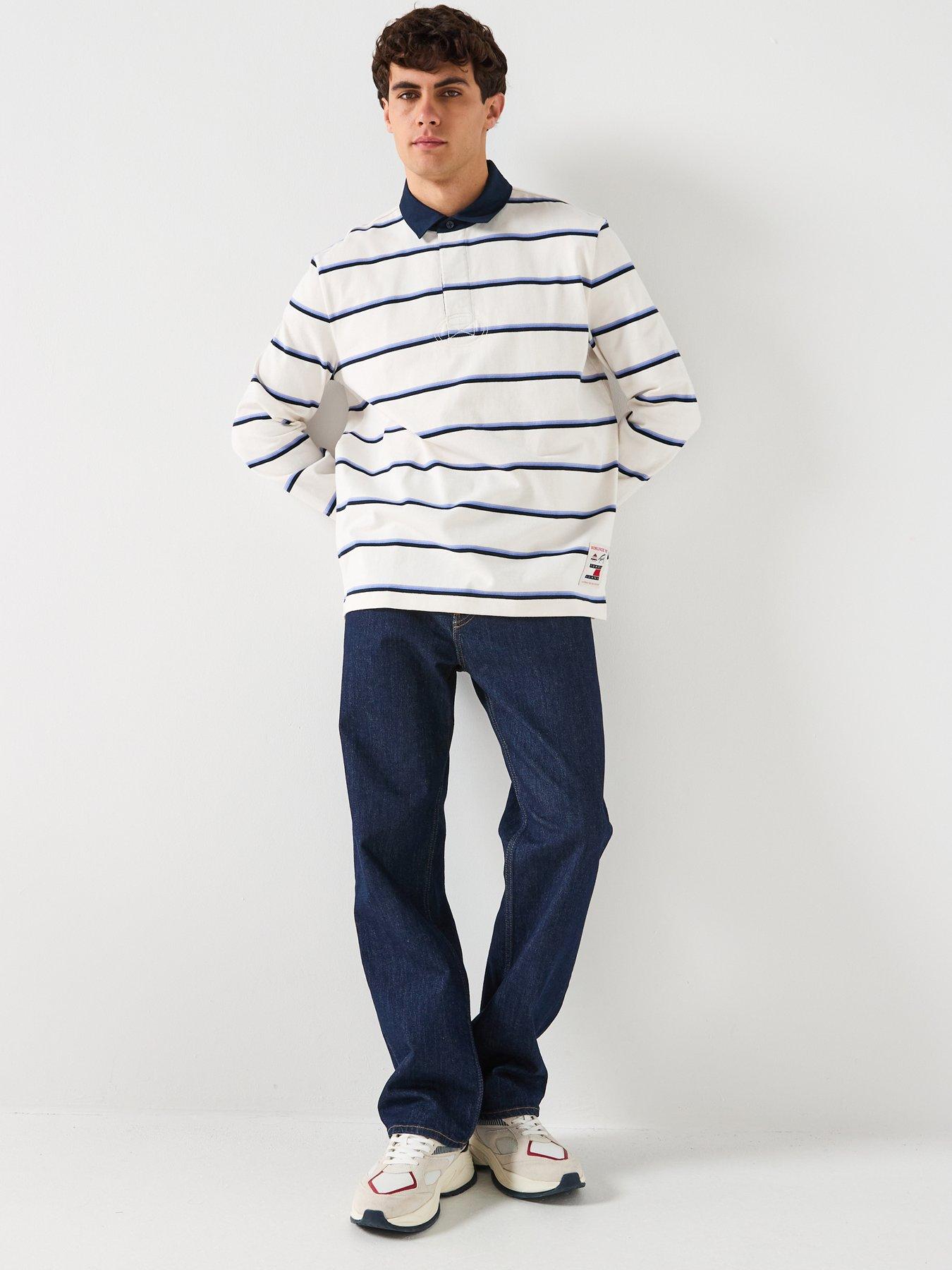 Image 3 of 6 of Tommy Jeans Relaxed Fit Woven Label Rugby Polo Shirt - White