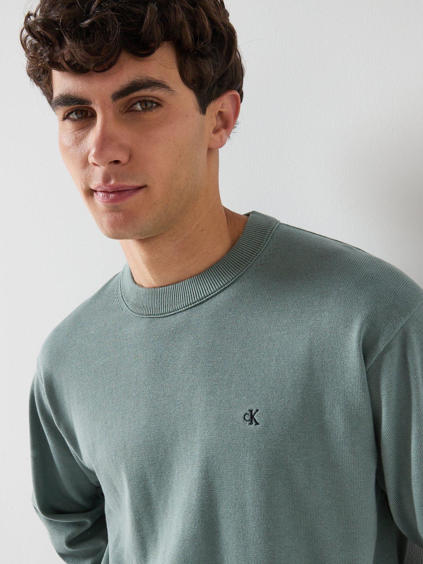  image of calvin-klein-jeans-crew-neck-sweatshirt-green