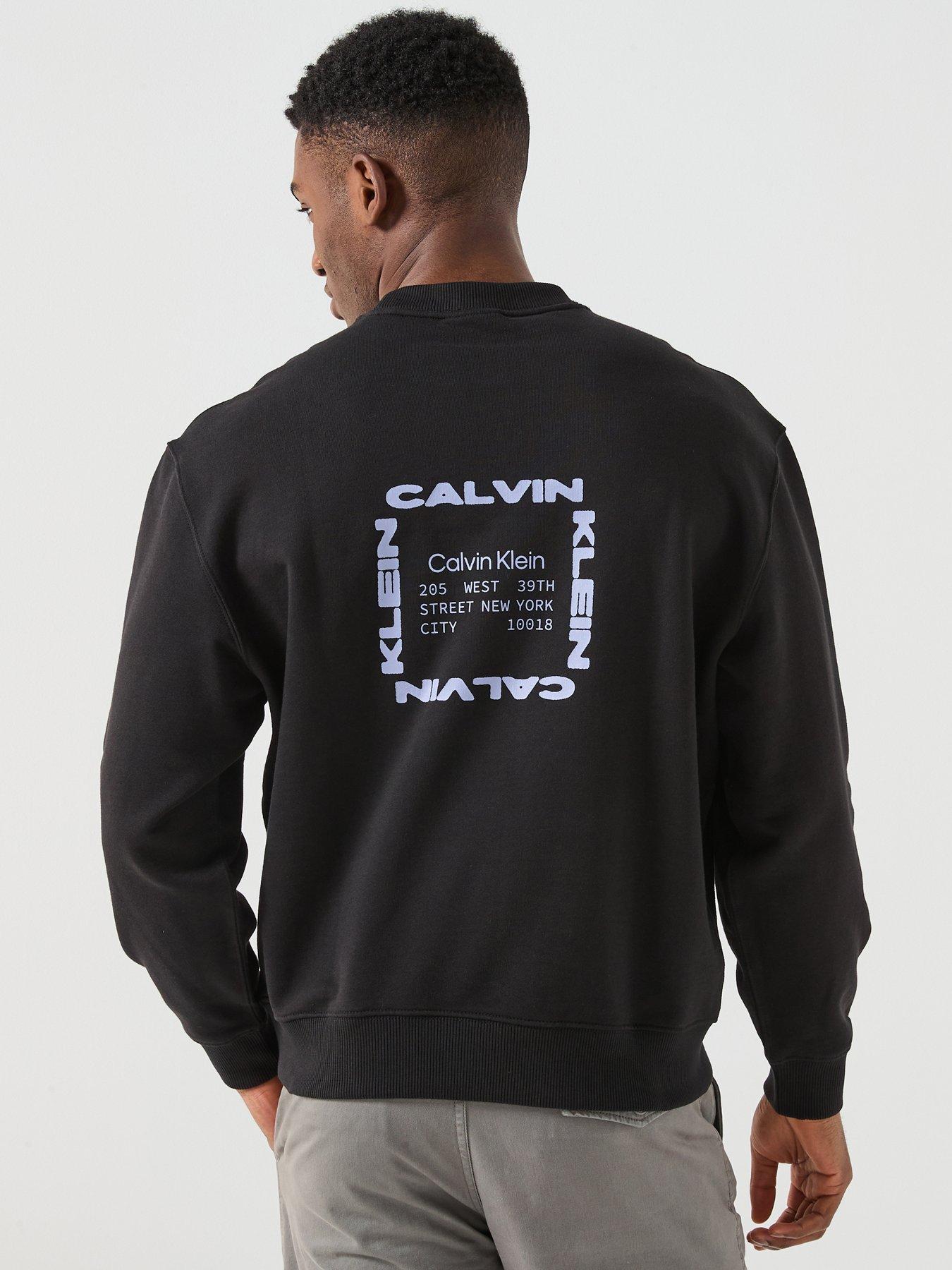 Calvin Klein Jeans Terry Box Graphic Crew Sweatshirt - Black