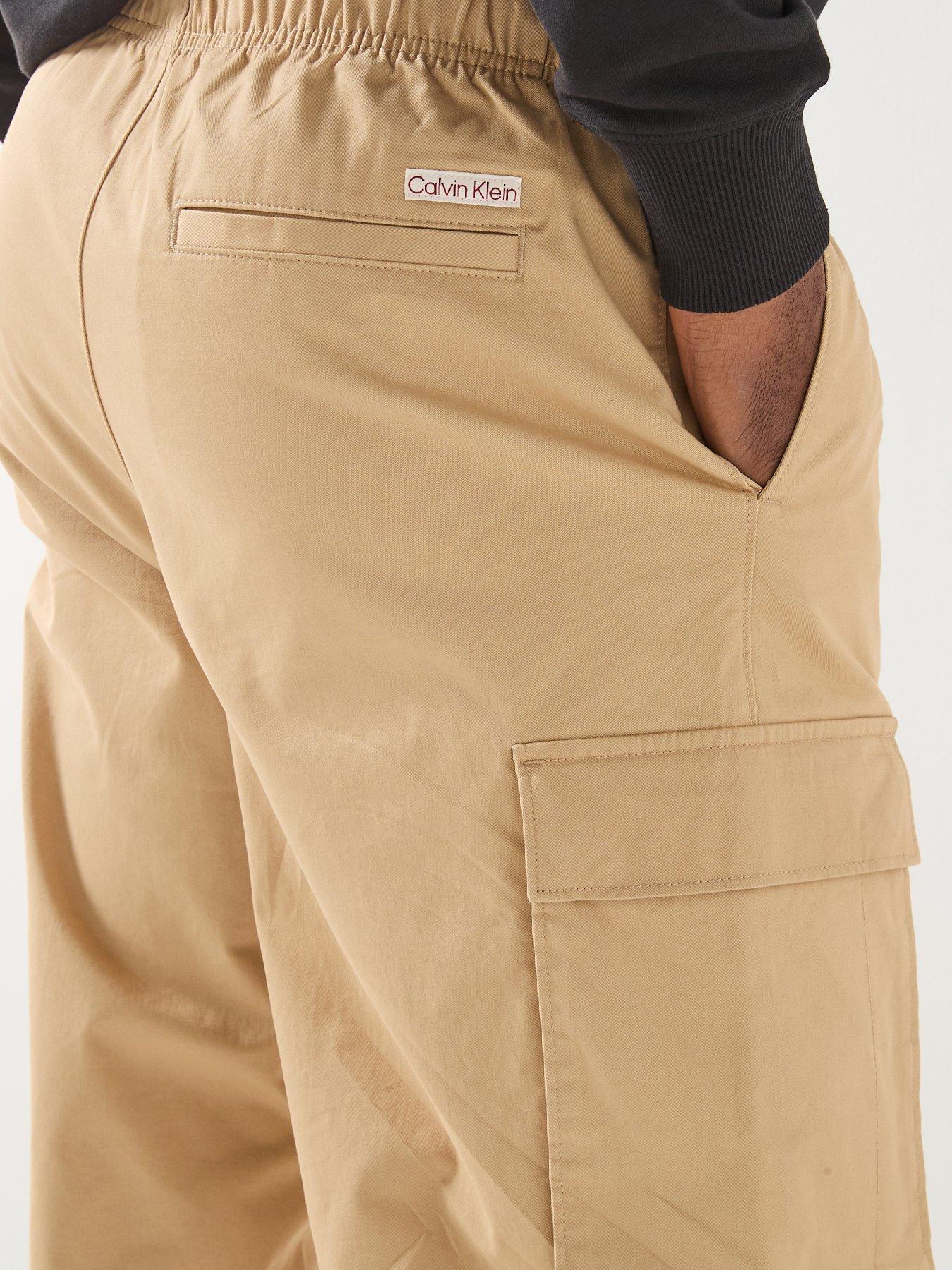 Image 4 of 6 of Calvin Klein Jeans Cotton Pull On Straight Cargo Pants - Beige