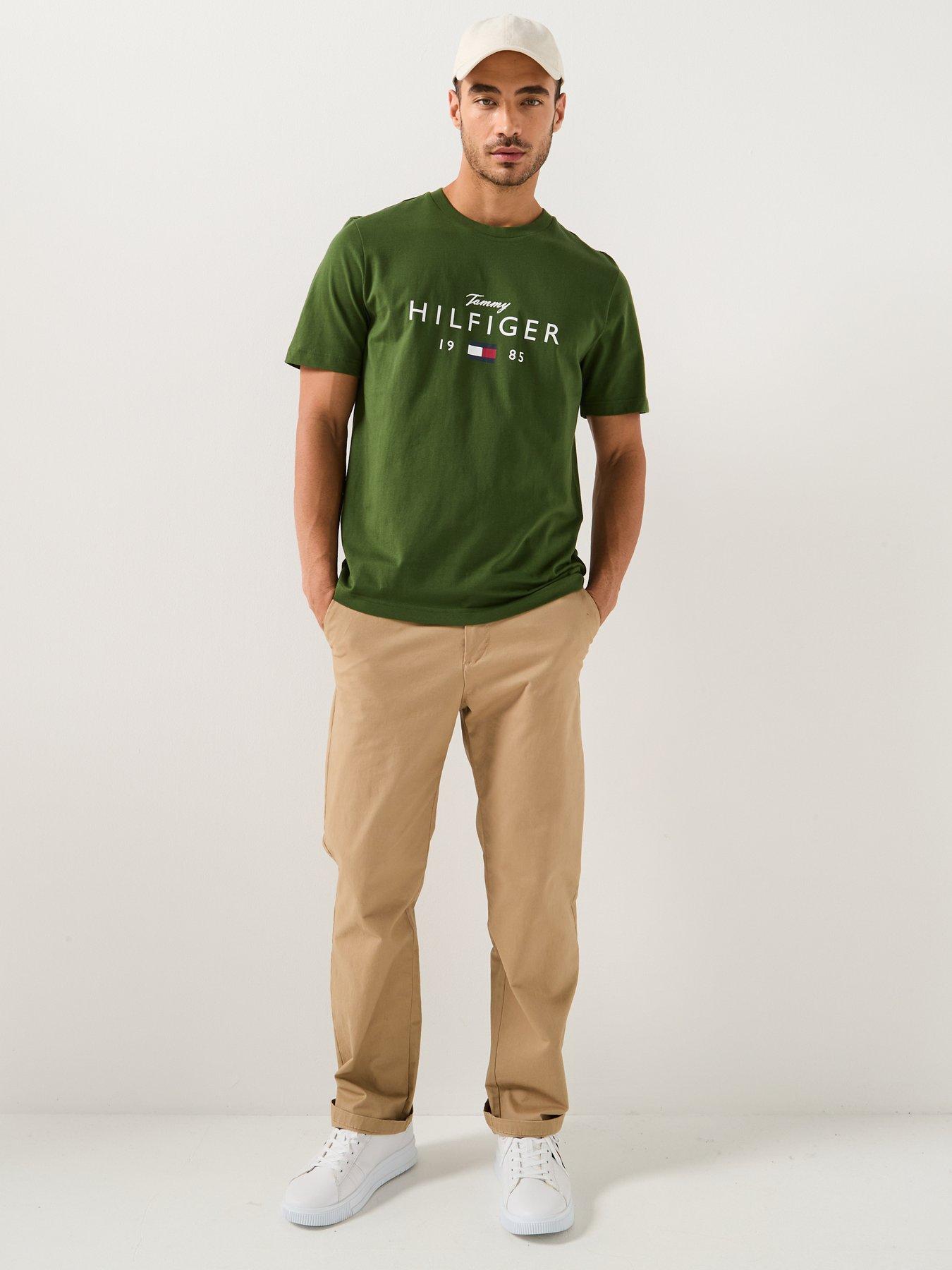 Image 3 of 4 of Tommy Hilfiger Big Logo Print Flag T-Shirt - Green