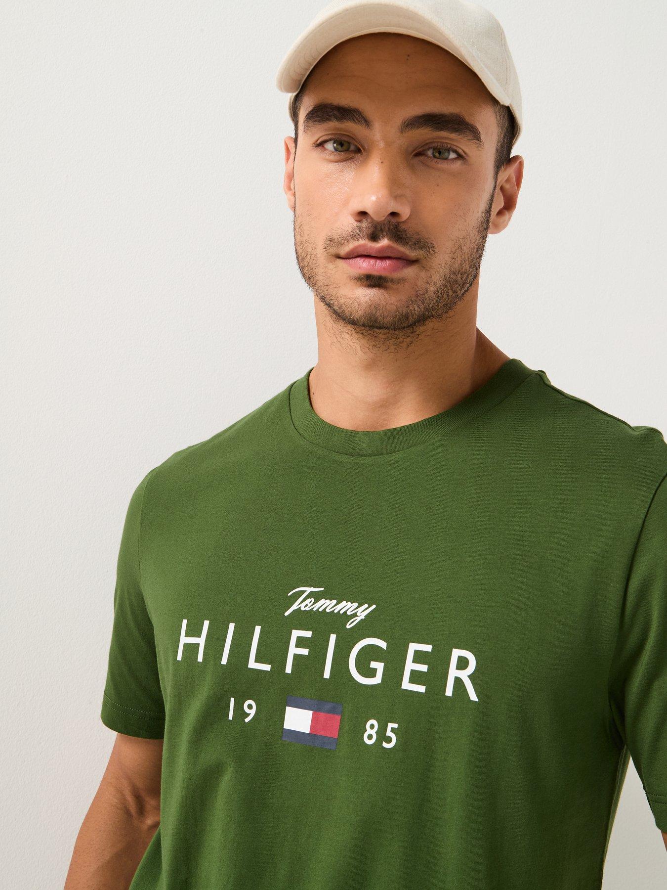 Image 4 of 4 of Tommy Hilfiger Big Logo Print Flag T-Shirt - Green