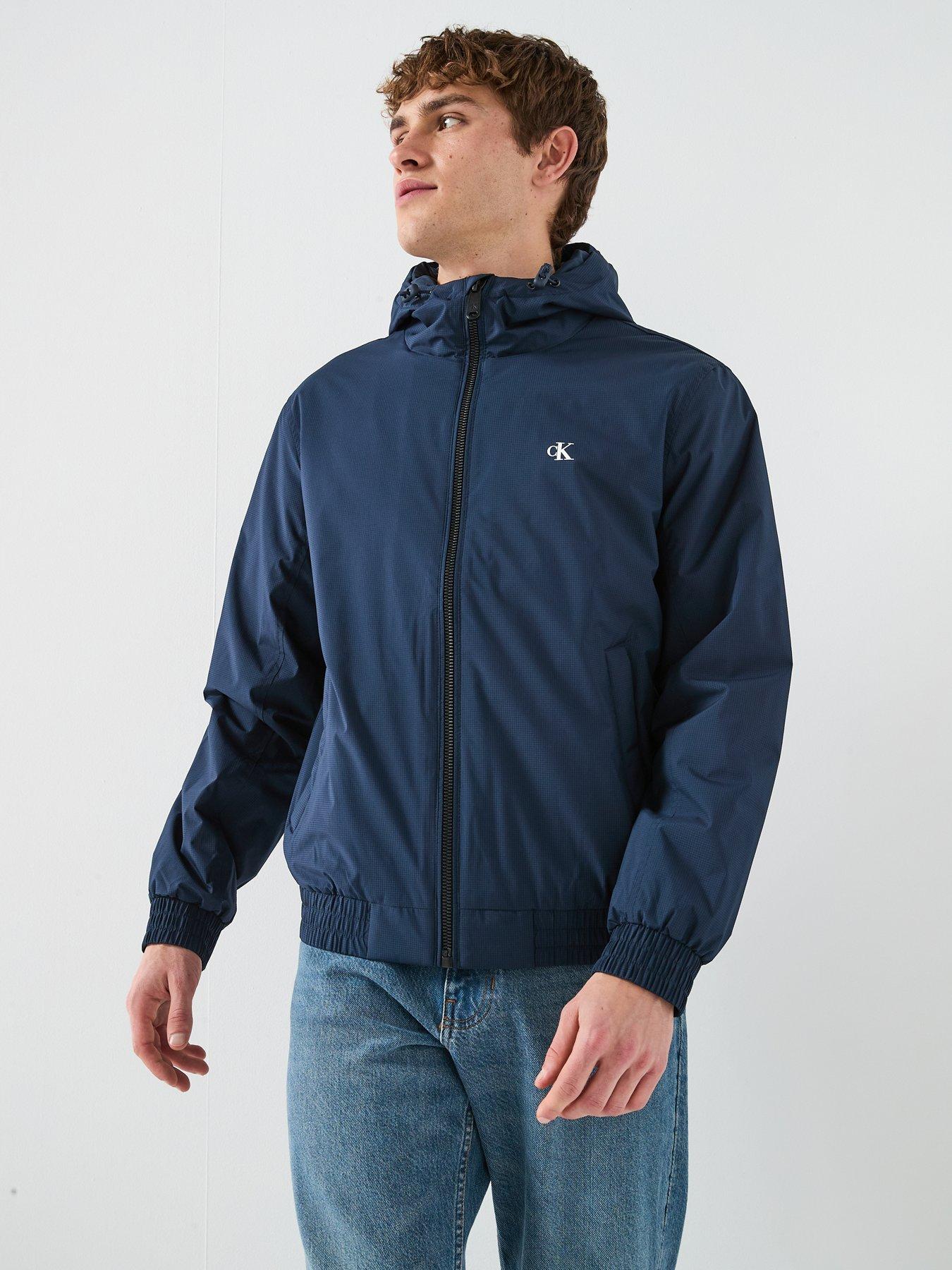 Image 6 of 6 of Calvin Klein Jeans Hooded Ripstop Harrington Jacket - Navy