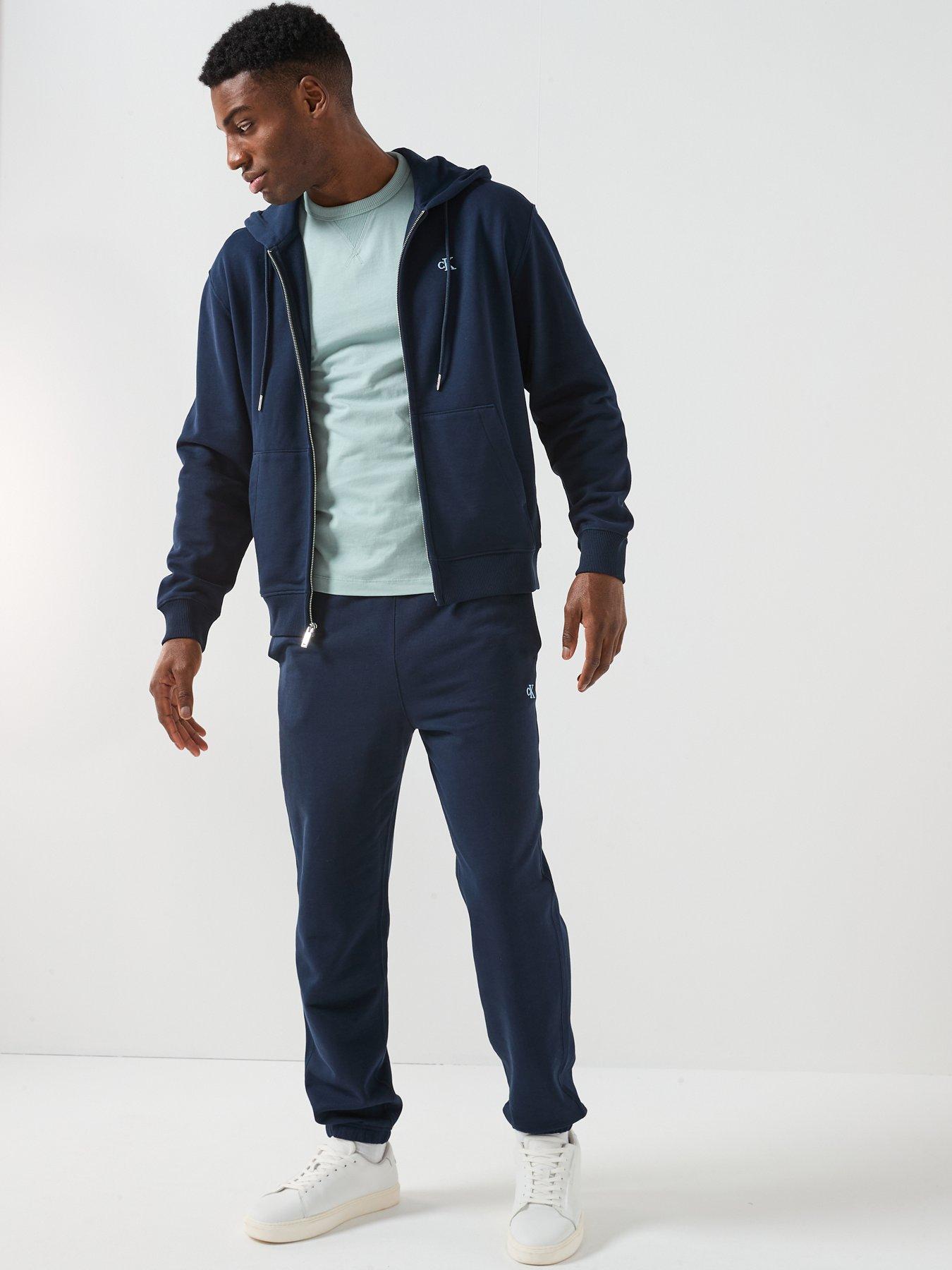 Image 3 of 6 of Calvin Klein Jeans Terry Monogram Cuff Joggers - Navy