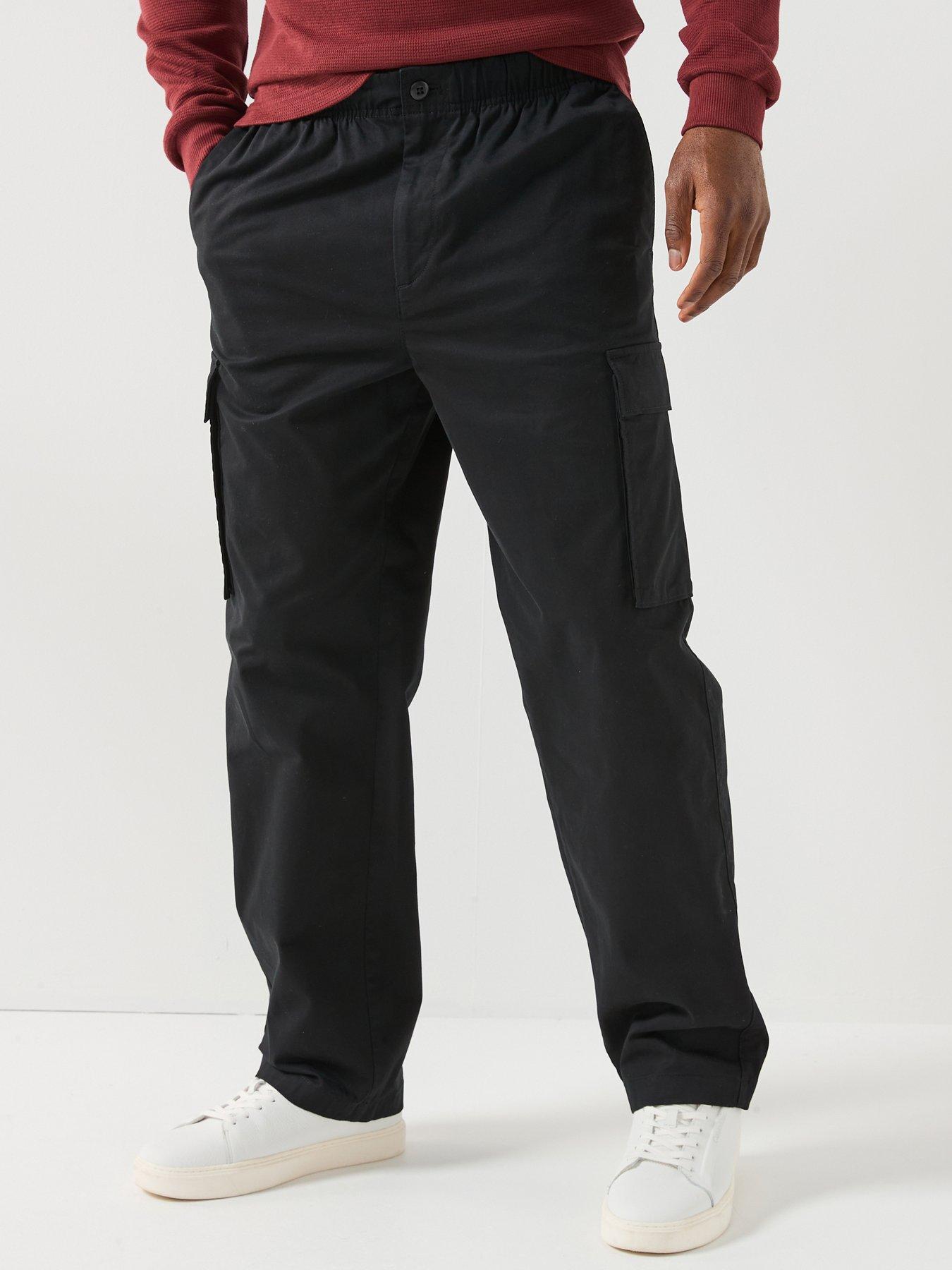 front image of calvin-klein-jeans-cotton-pull-on-straight-cargo-pants-black