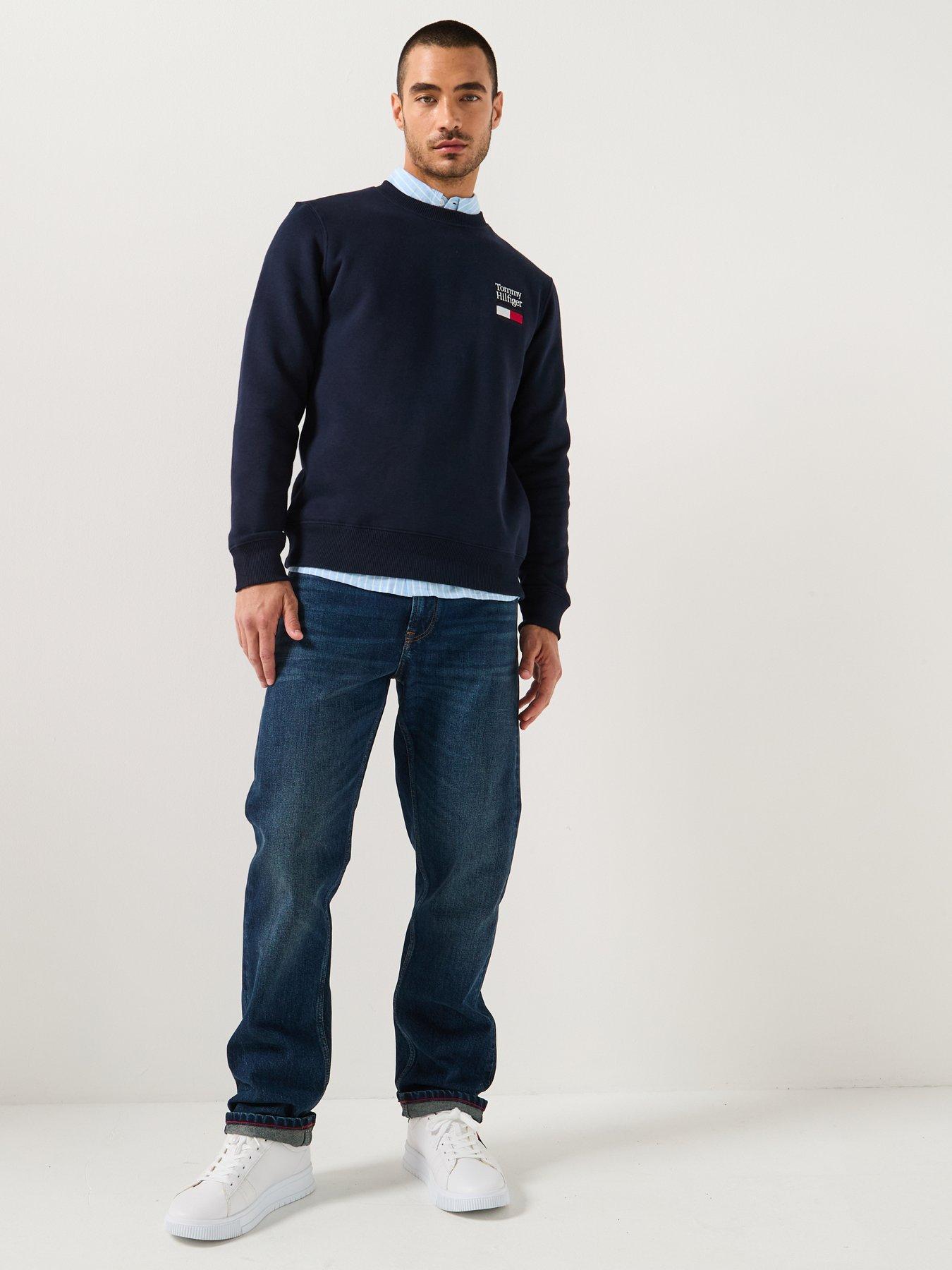 Image 3 of 5 of Tommy Hilfiger Embroidered Small Flag Crew Sweatshirt - Navy