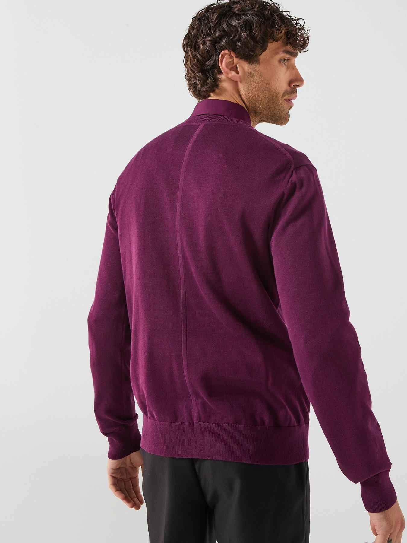  image of calvin-klein-supima-cotton-crew-neck-knitted-jumper-purple