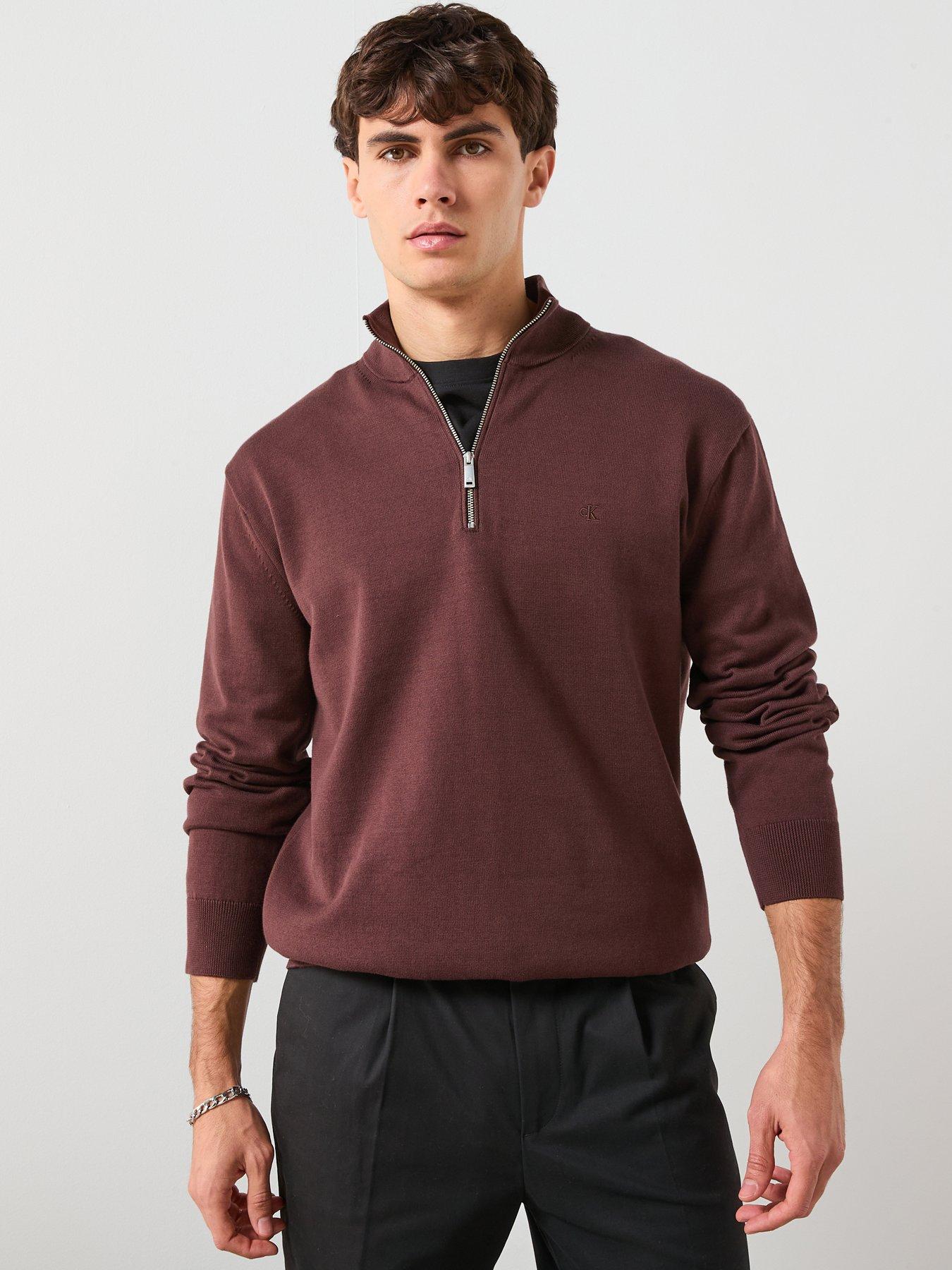 Calvin Klein Supima 1/4 Zip Knitted Jumper - Black