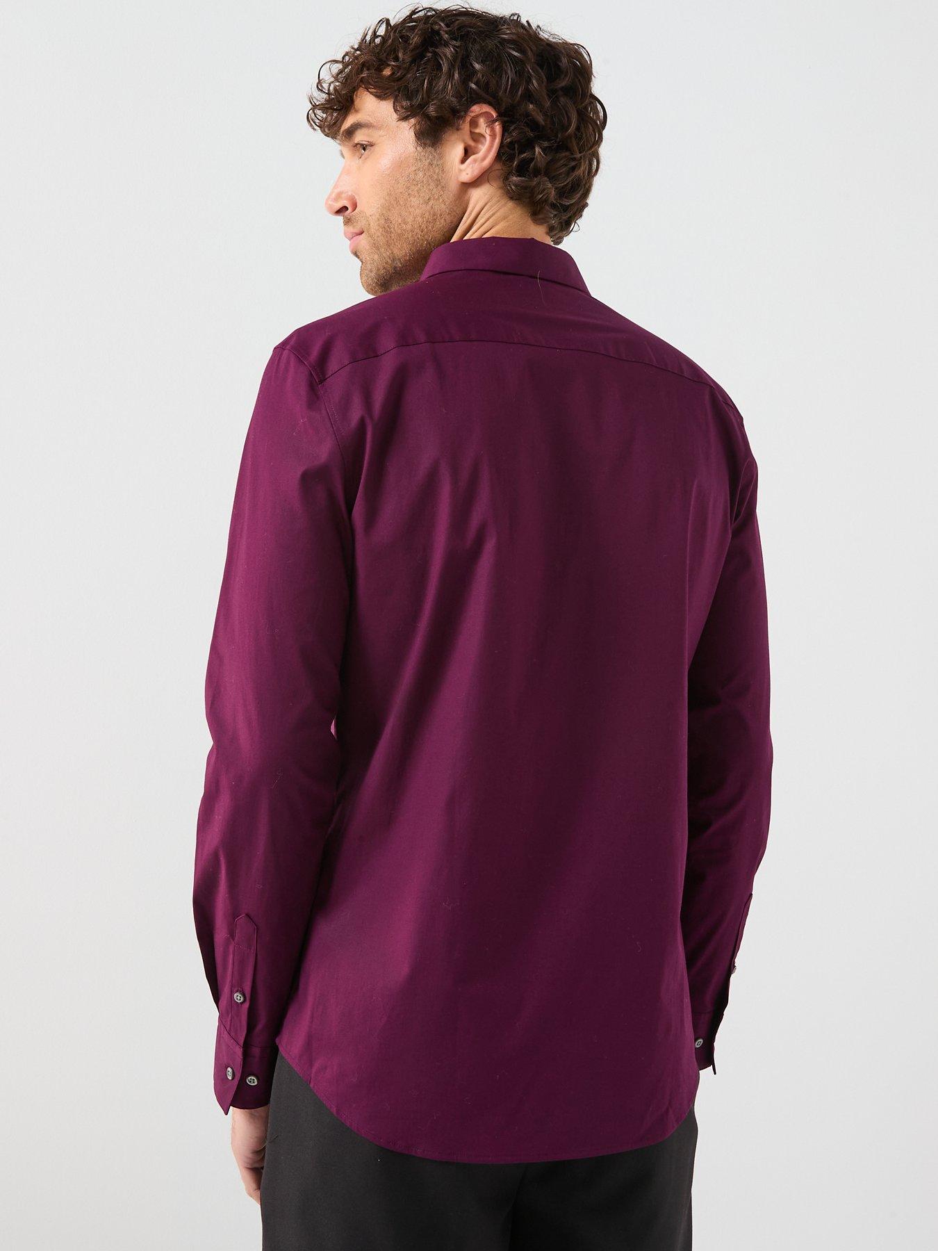 stillFront image of calvin-klein-stretch-slim-fit-shirt-purple