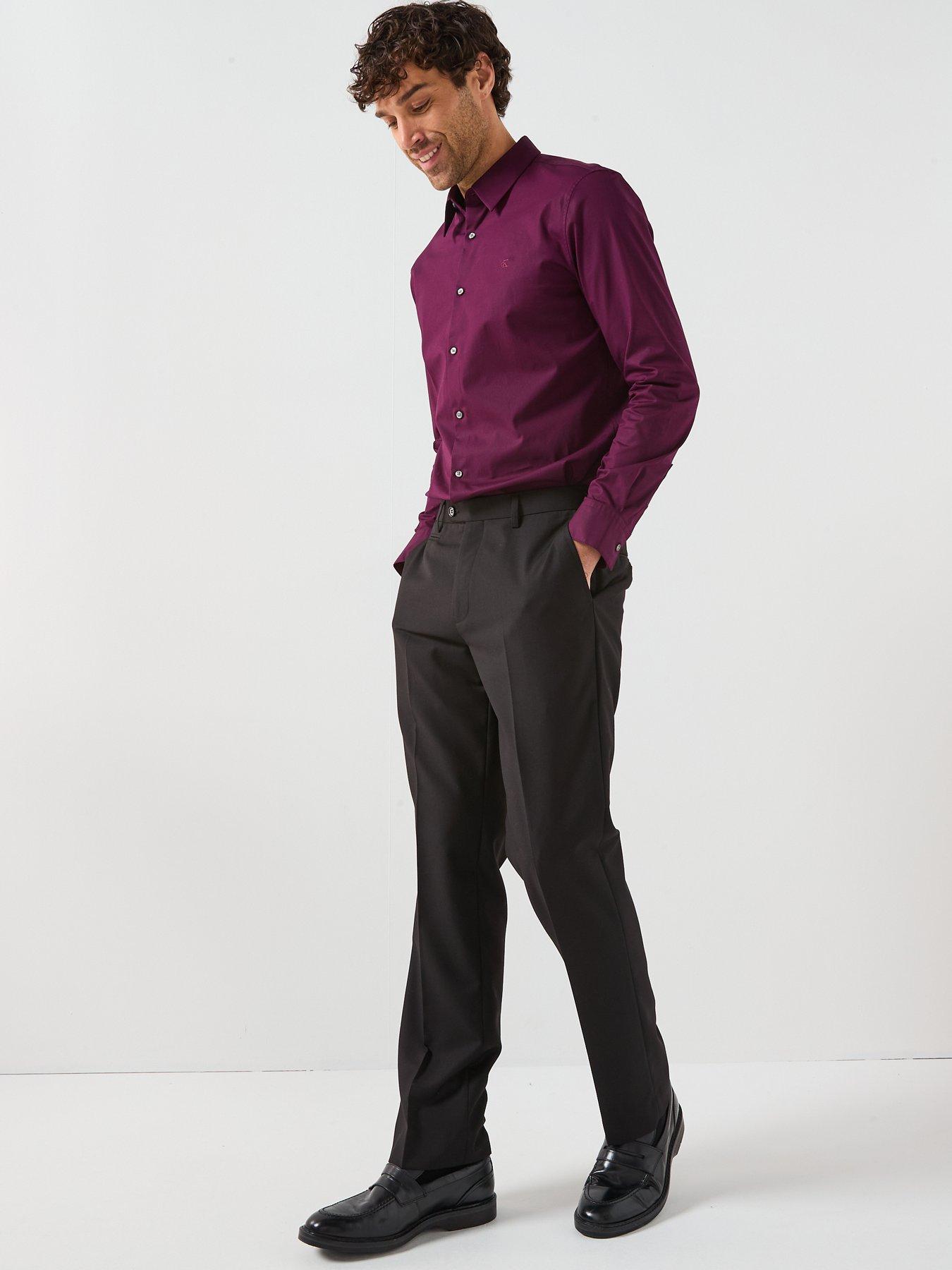  image of calvin-klein-stretch-slim-fit-shirt-purple