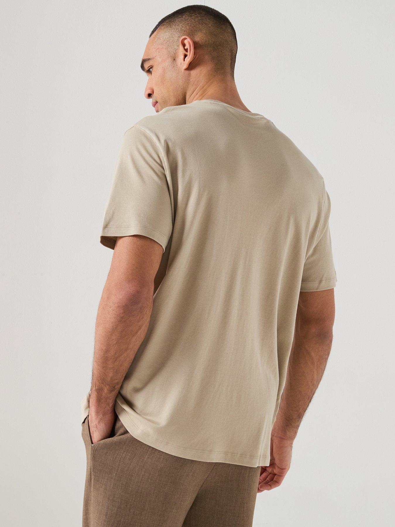 Image 2 of 6 of Calvin Klein Supima Chest Embroidered Logo T-Shirt - Beige