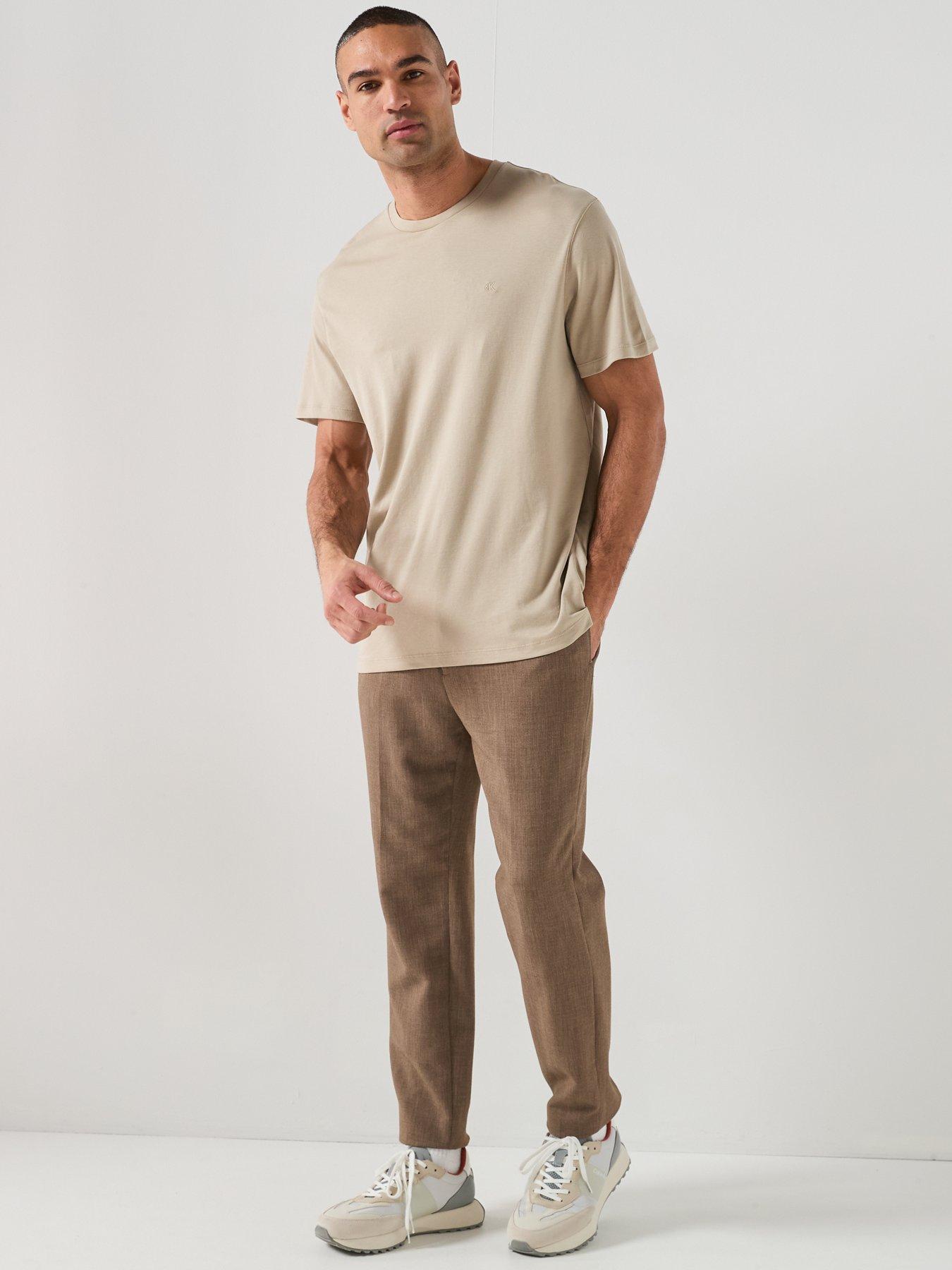 Image 3 of 6 of Calvin Klein Supima Chest Embroidered Logo T-Shirt - Beige