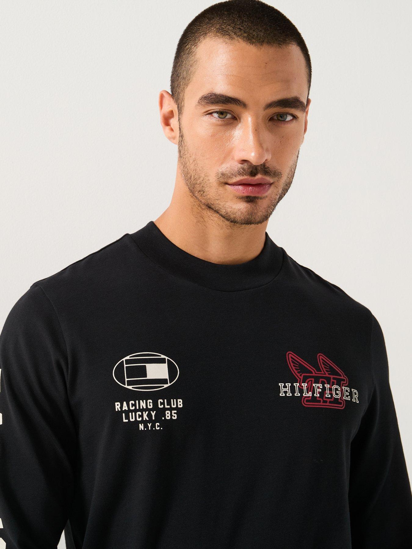 Image 5 of 6 of Tommy Hilfiger Modern Athleisure Printed Long Sleeve T-Shirt - Black